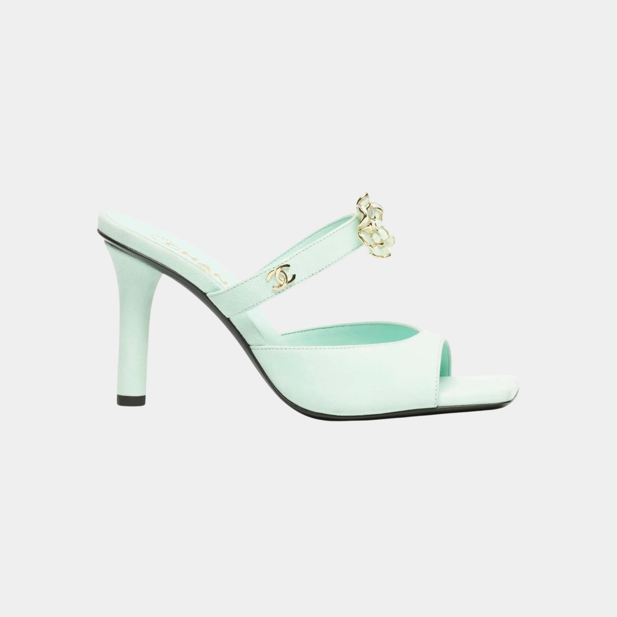 Mules Velvet goat & metal Light green
