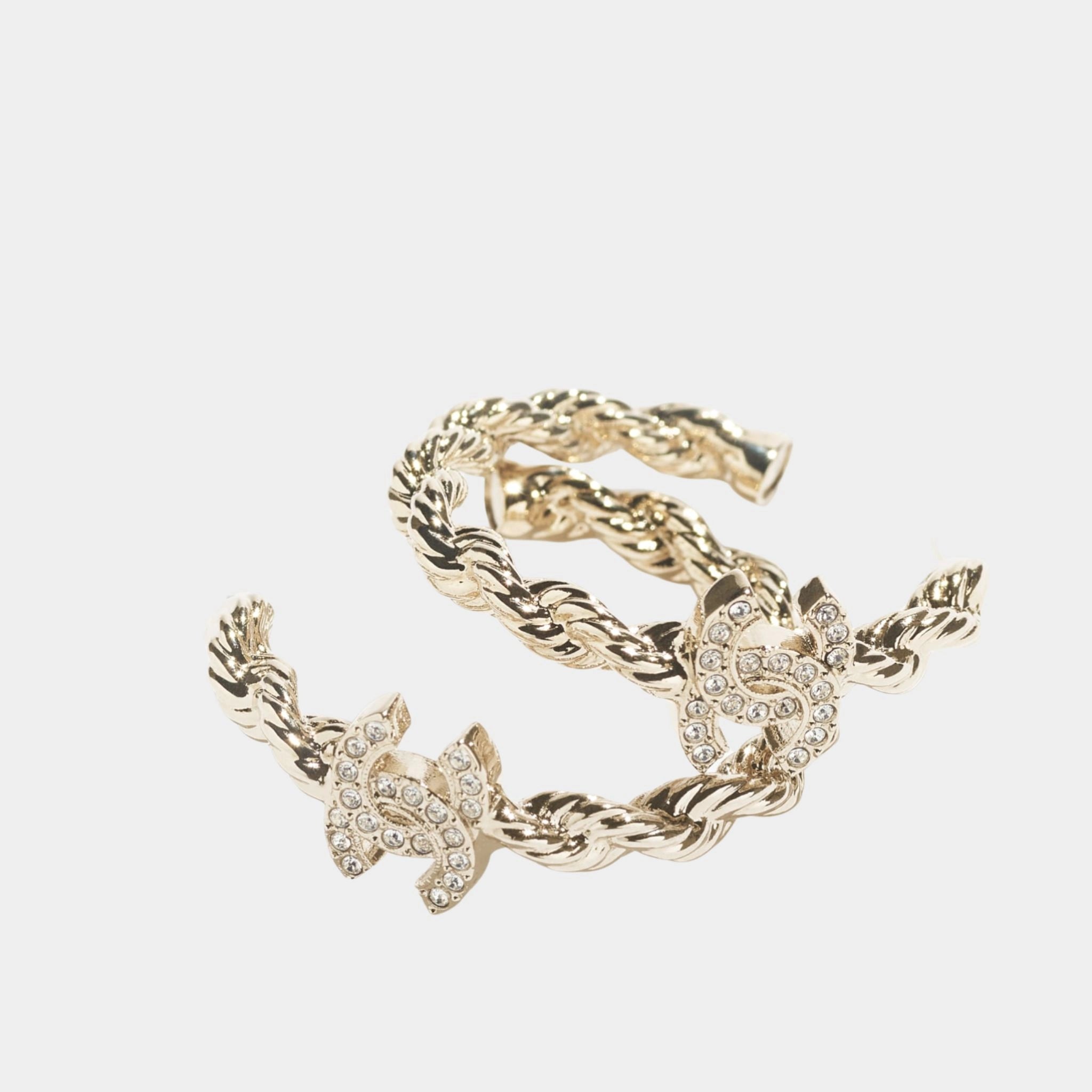 Hoop Earrings Metal & Diamantes Golden & Crystal