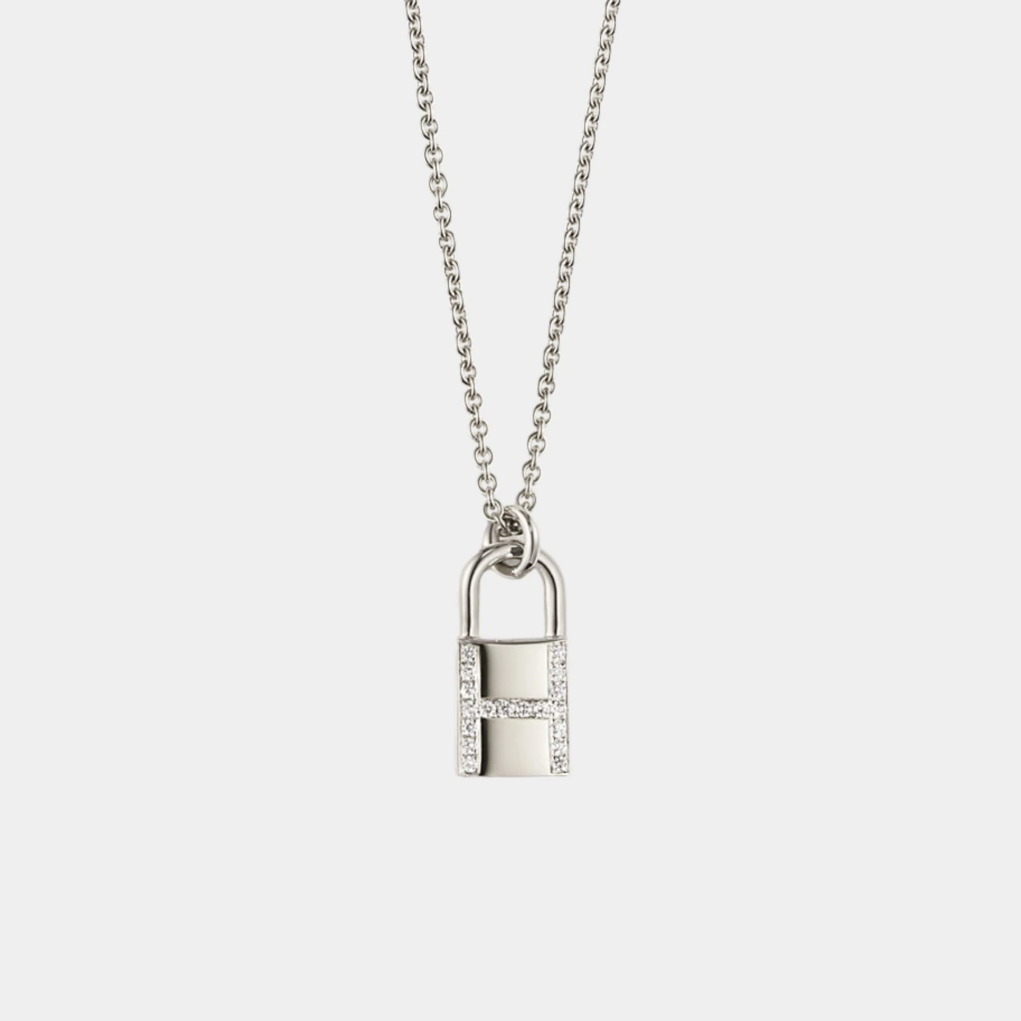 Kelly Padlock Pendant White Gold - Diamonds