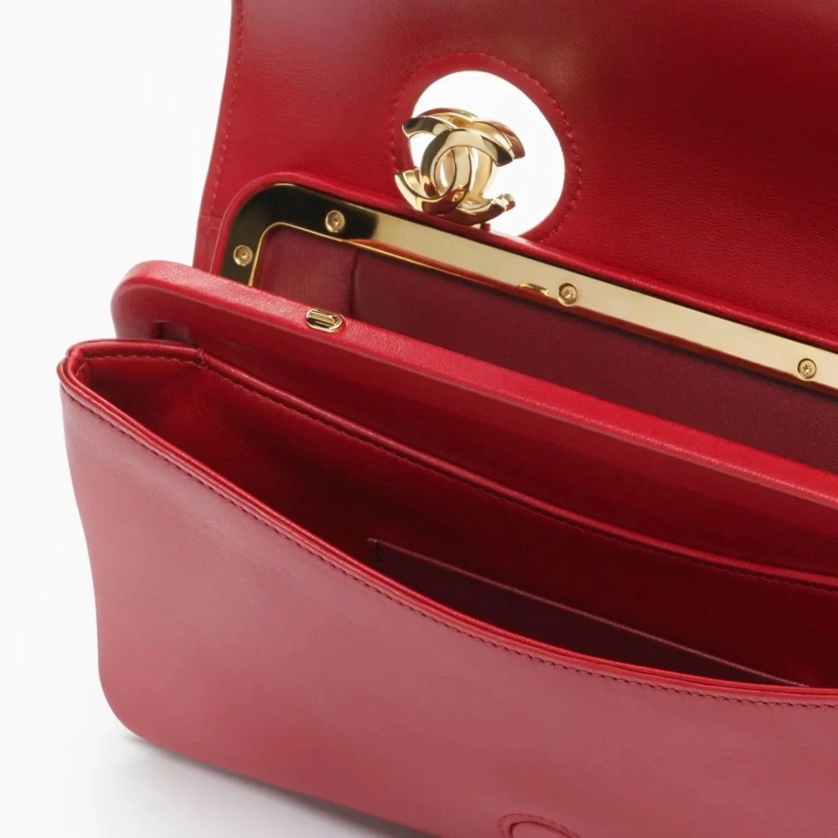 Clutch Leather & Gold-Tone Metal