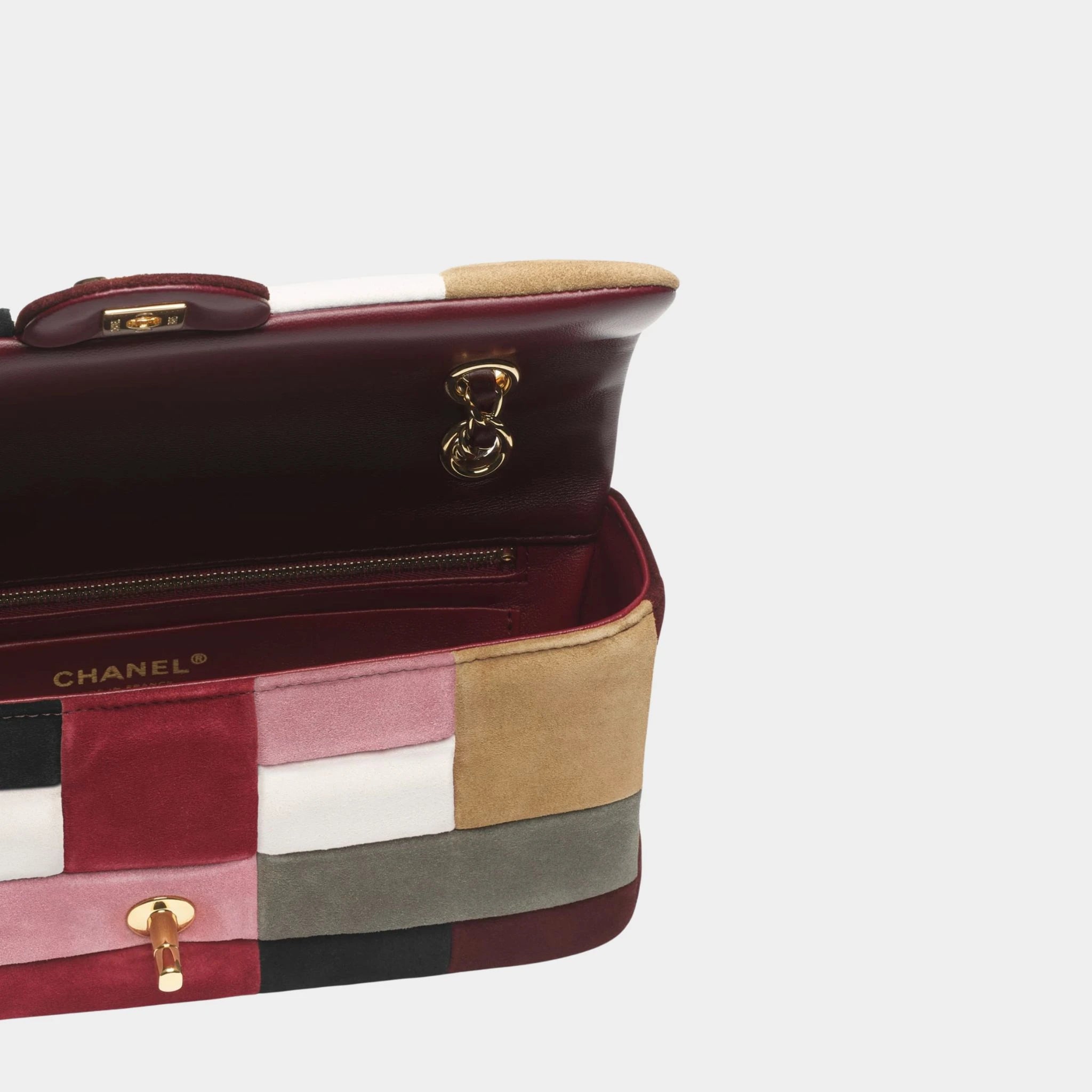 Flap Bag Suede Calfskin Patchwork & Gold-Tone Metal