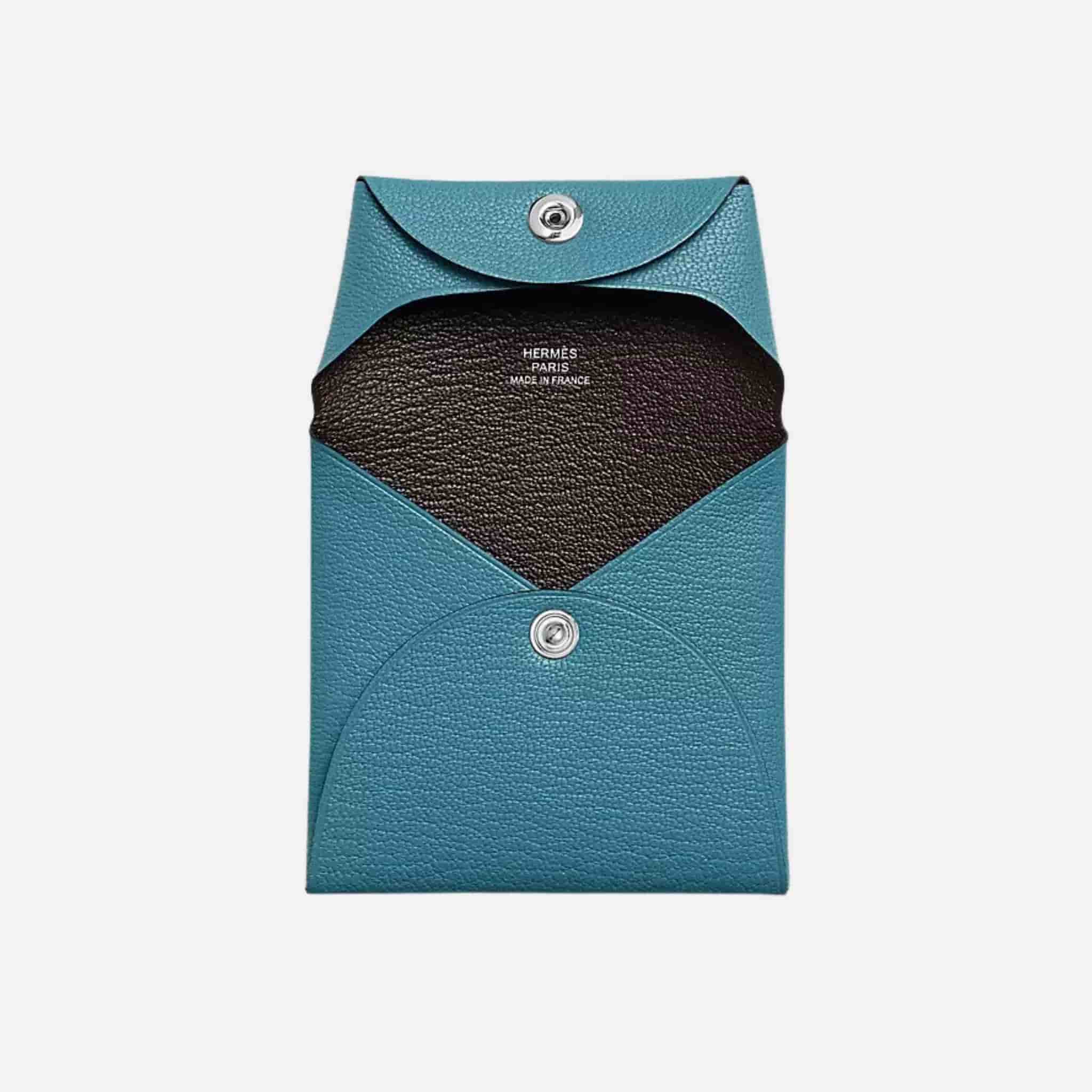Hermes Bastia Purse Mysore Goatskin , Bleu Jean/ Havana, Interior