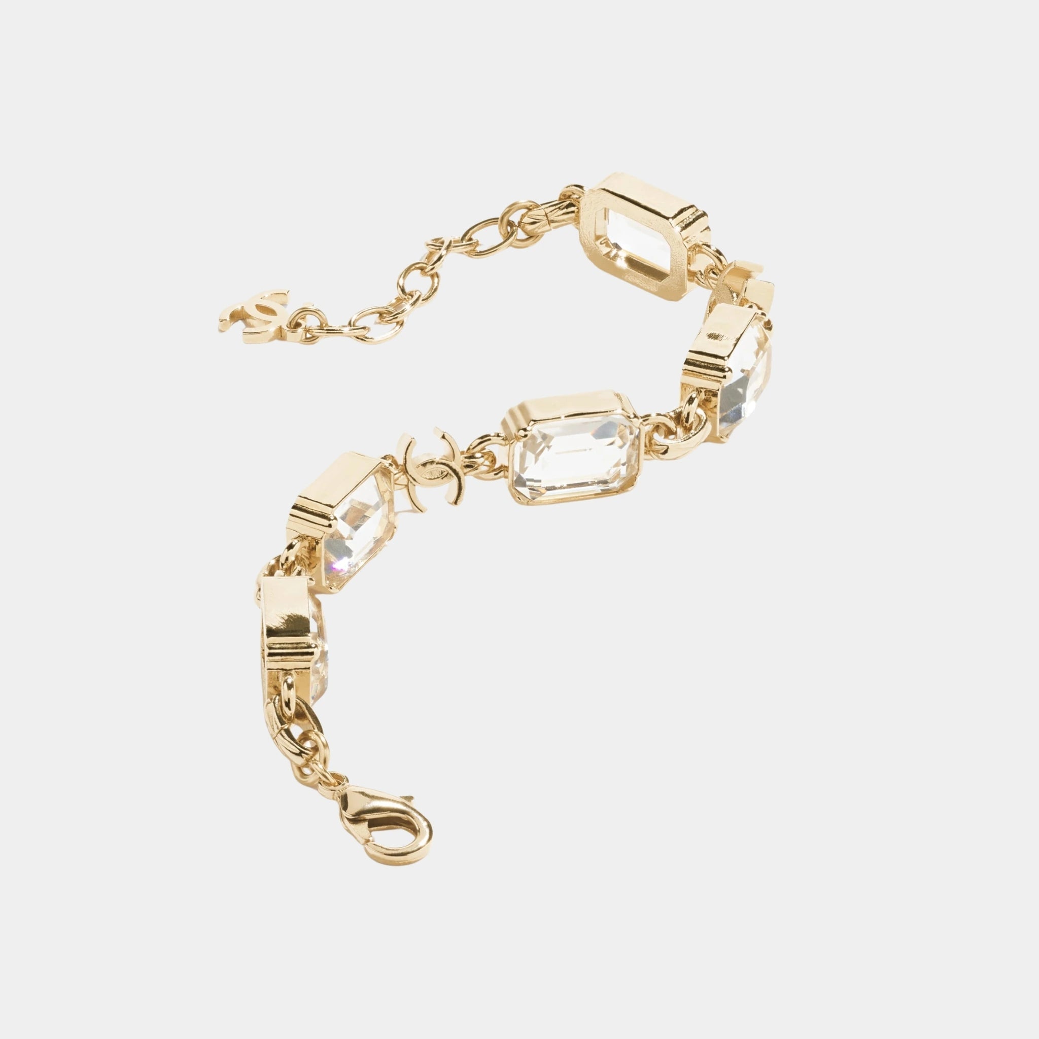 Bracelet in Gold Metal & Diamantes with CC Charm