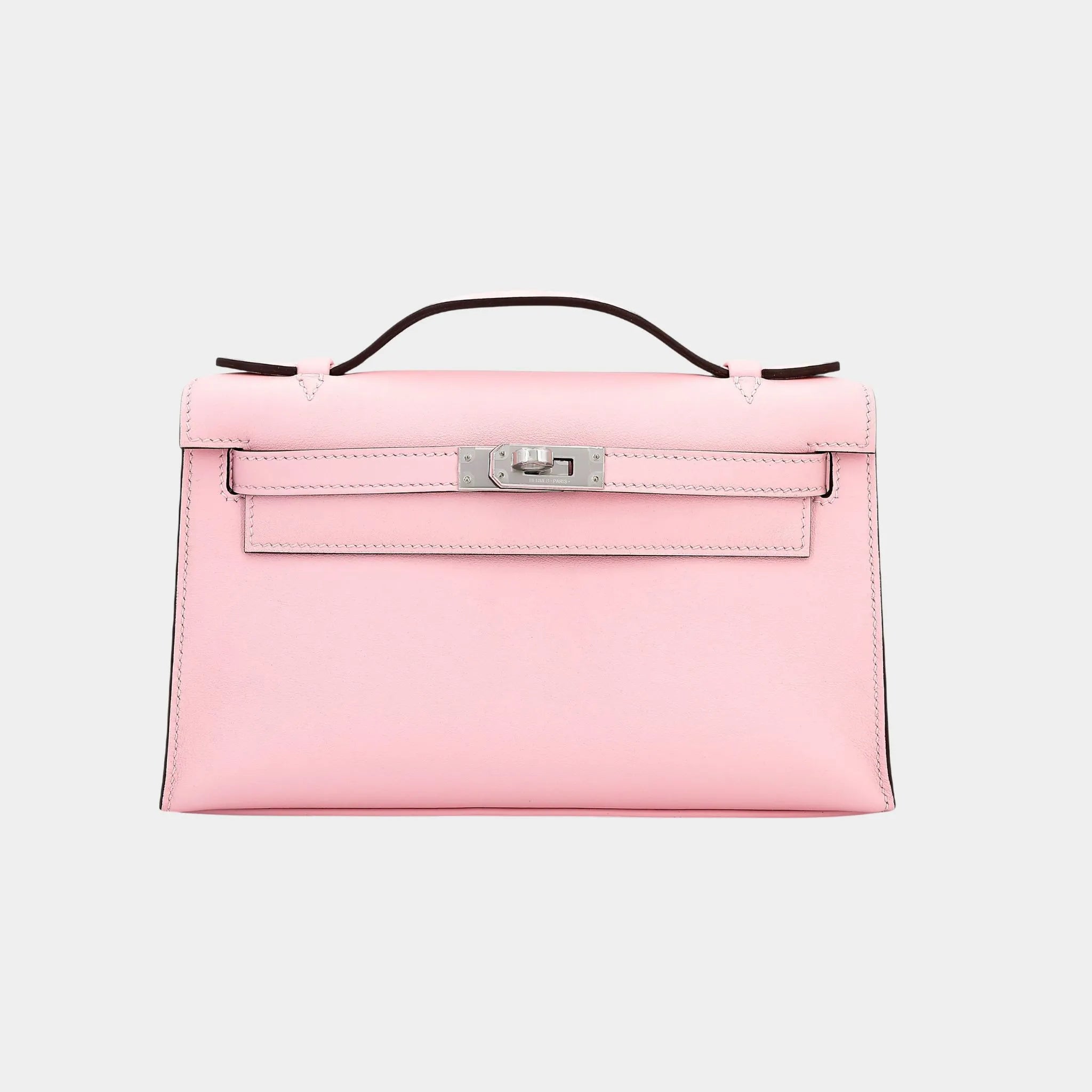 Hermes Kelly Pochette Swift Rose Sakura PHW , Front