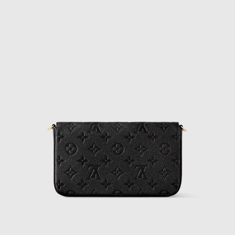 Louis Vuitton Félicie Pochette Handbag Monogram Empreinte Black Behind View