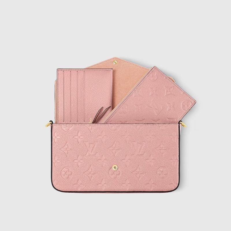 Louis Vuitton Félicie Pochette Handbag Monogram Empreinte Powder Pink Inside-view