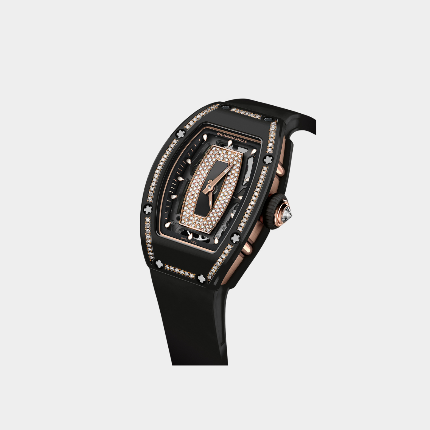 RM037 Black Ceramic Automatic Watch with Diamond & Onyx Dial