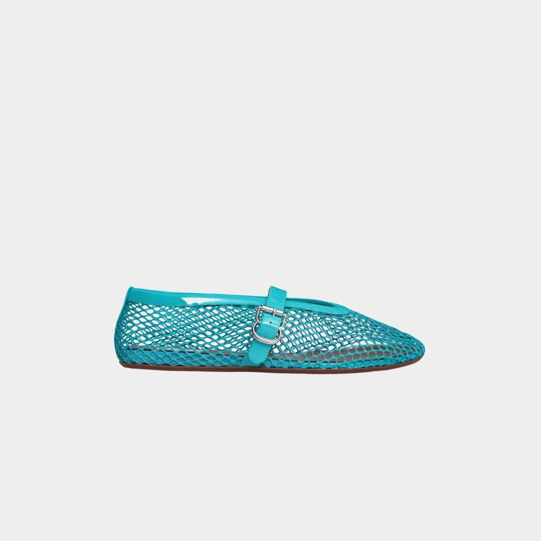 Alaia Ballet Flats In Classic Fishnet, Amazonite, Side