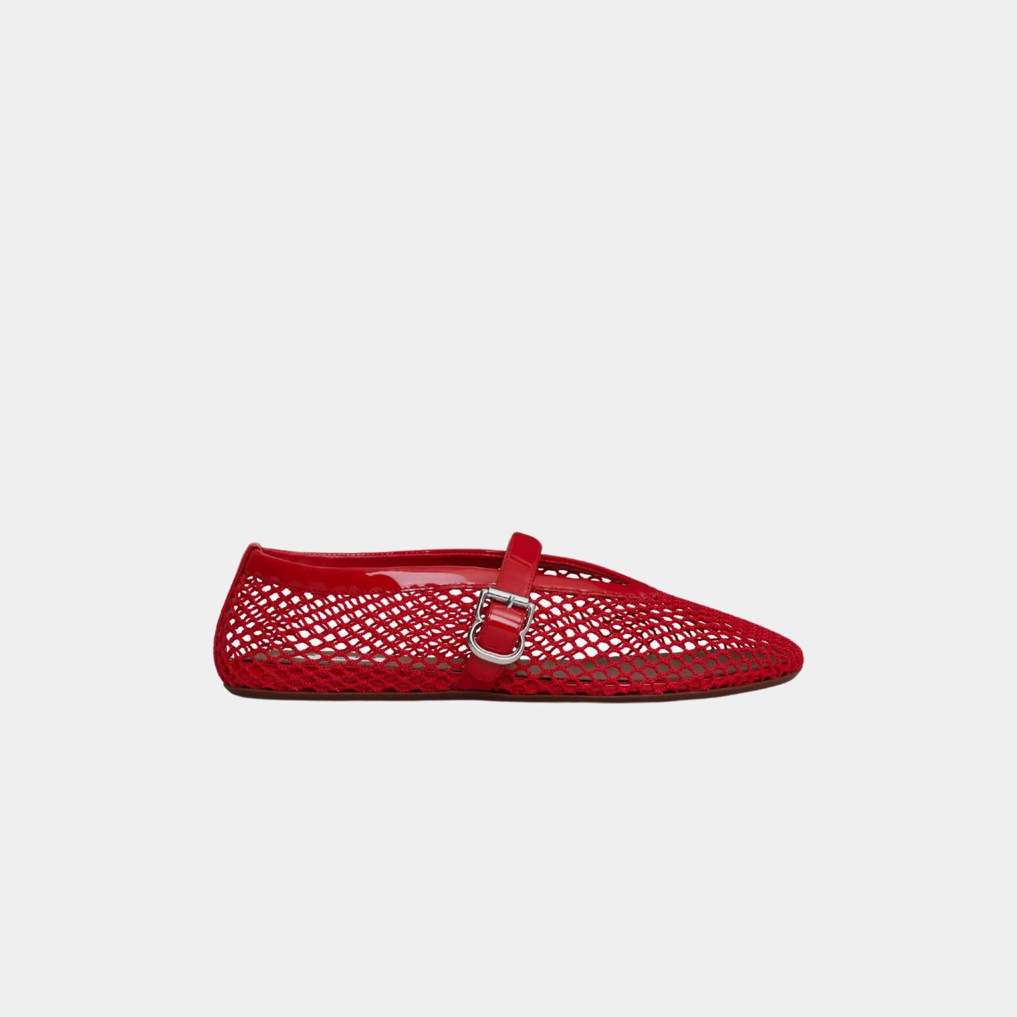 Alaia Ballet Flats In Fishnet, Red, Side