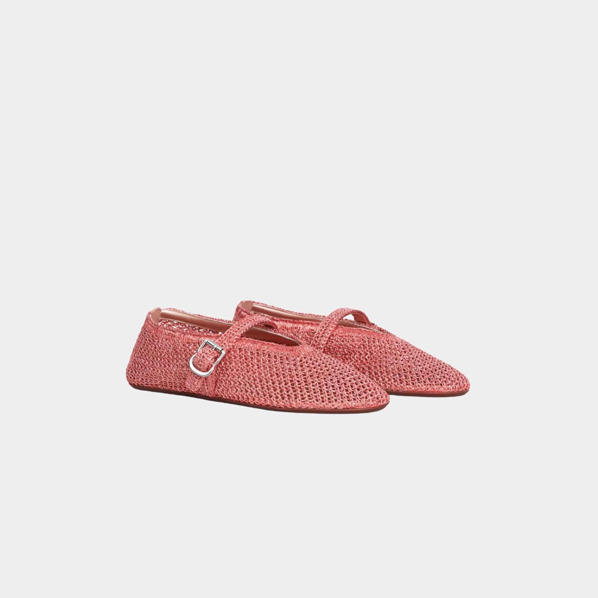 Alaia Ballet Flats In Knitted Lurex, Coral, Front