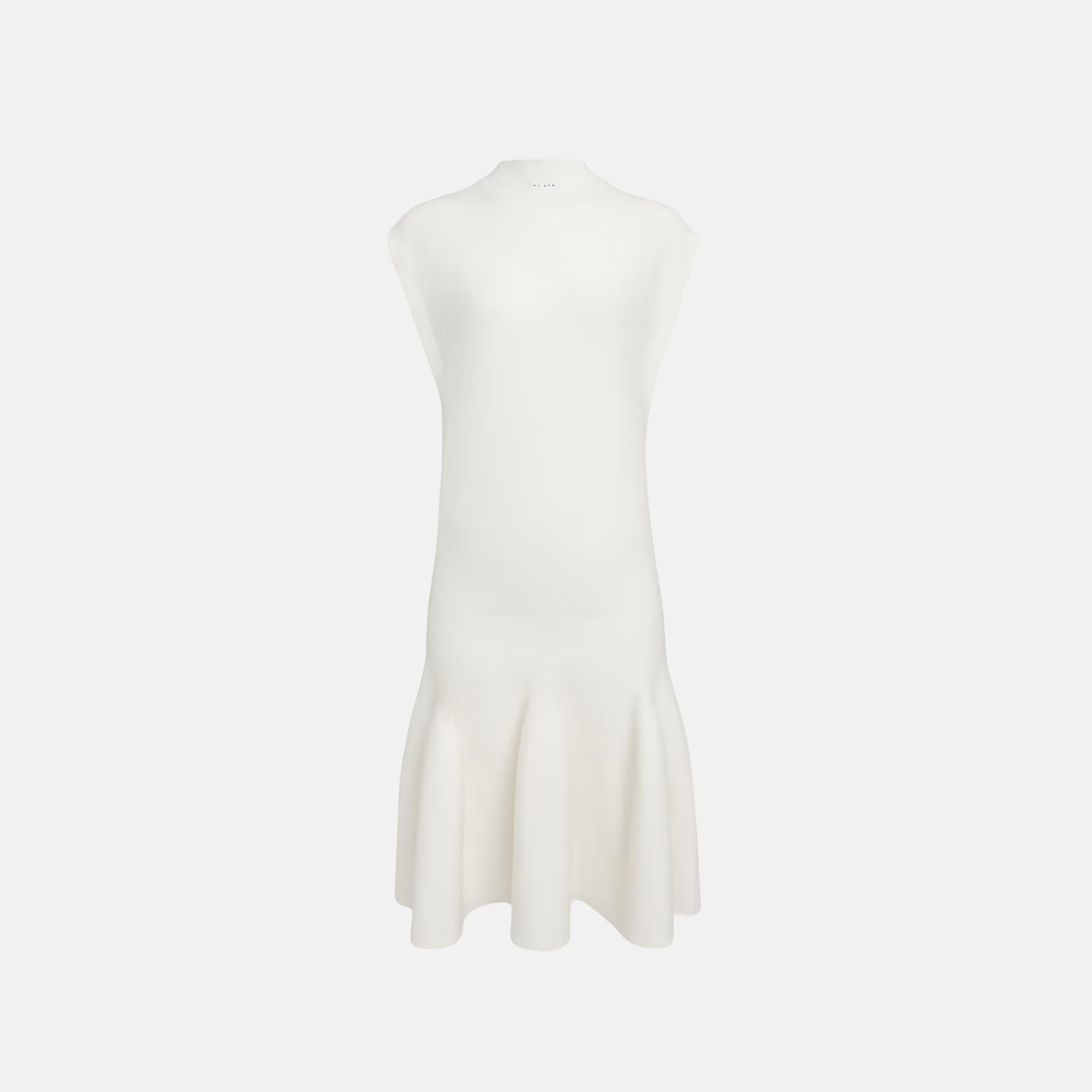 Alaia Cap Sleeve Dress In Sculptural Godet Knit, White