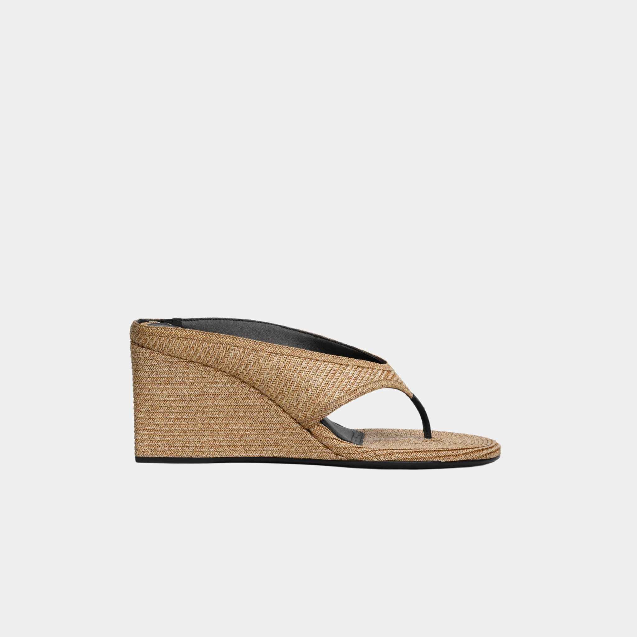 Alaia Cube Thong Mules In Paper Straw, Natural, Side
