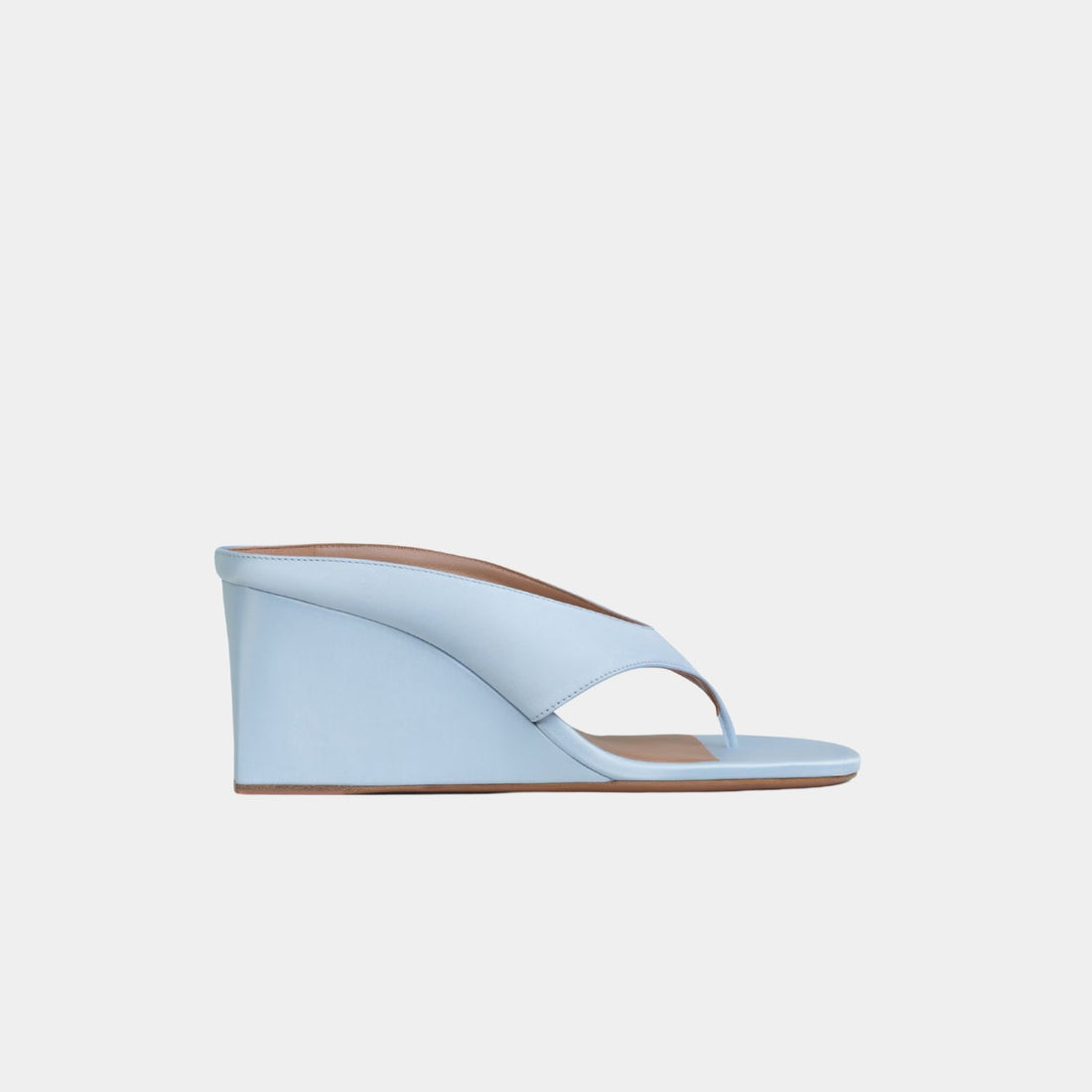 Alaia Cube Thong Mules In Satin, Blue, Side