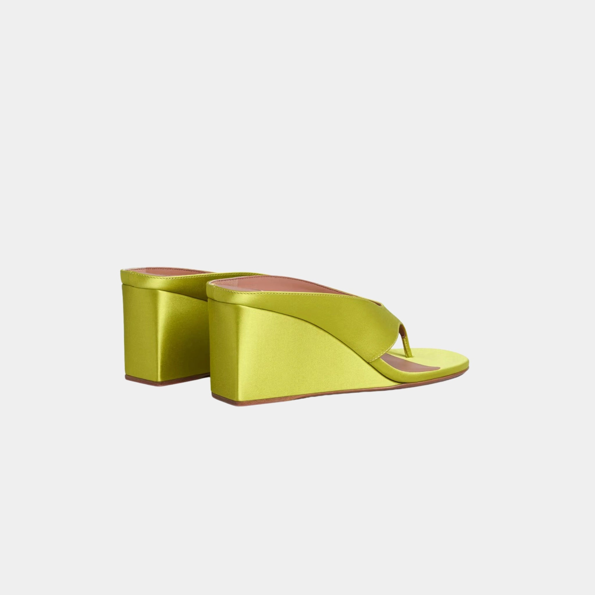 Alaia Cube Thong Mules In Satin, Lime, Back