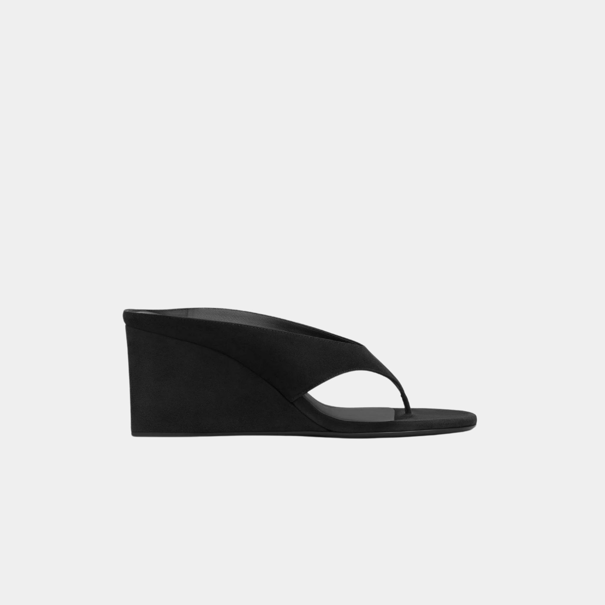 Alaia Cube Thong Mules In Suede Goatskin, Black, Side