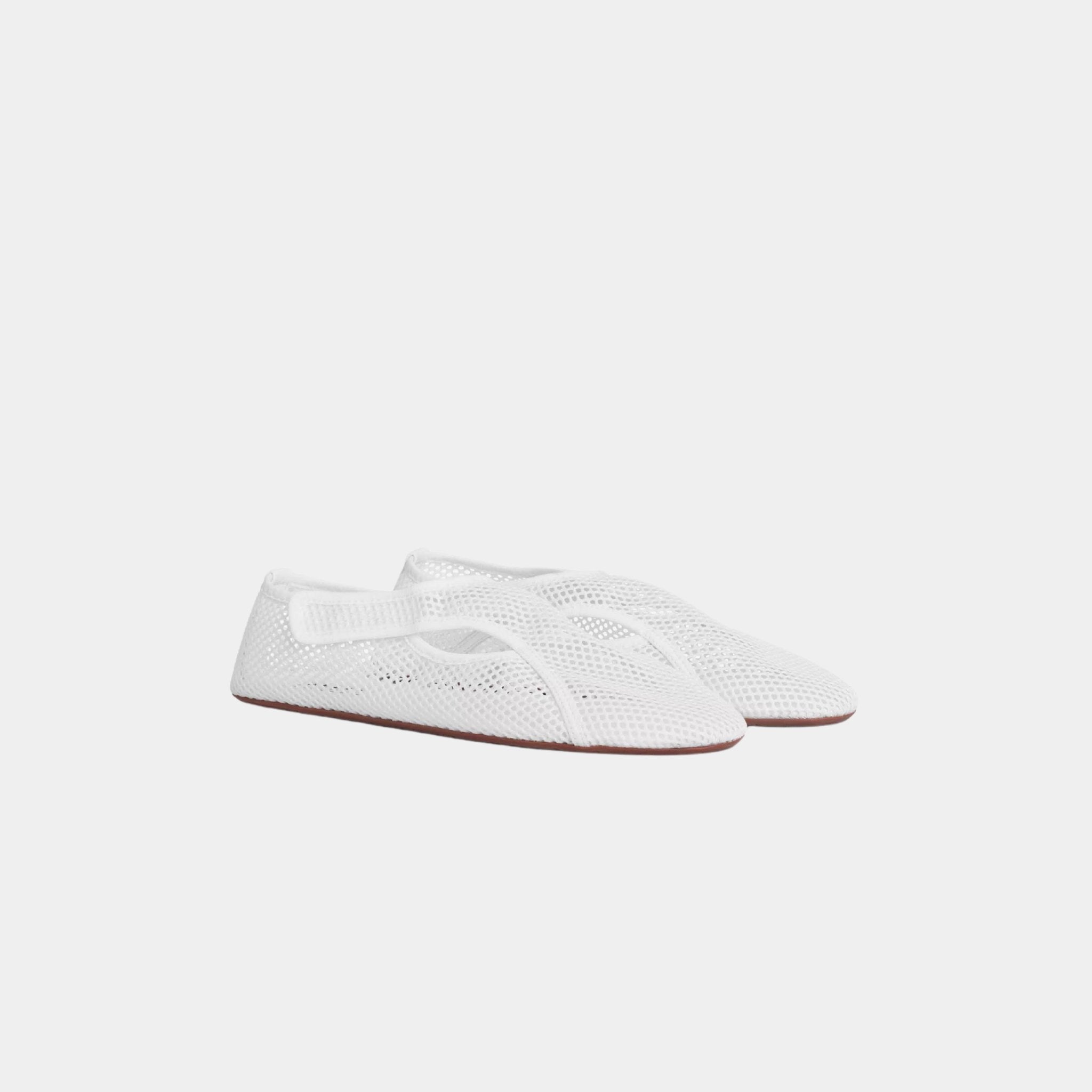 Alaia Fishnet Slippers, White, Front