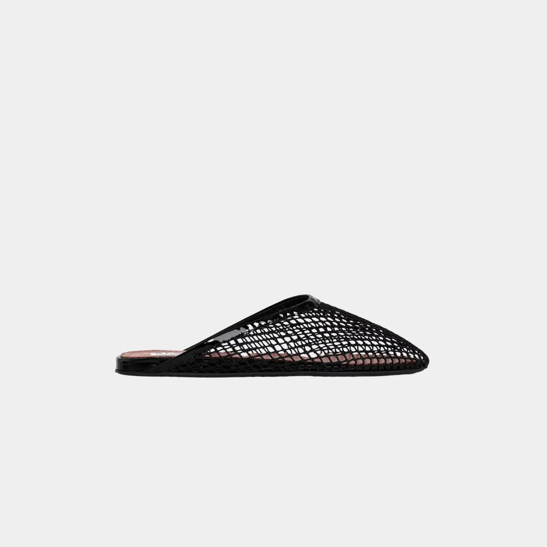 Alaia Flat Mules in Fishnet, Black, Side