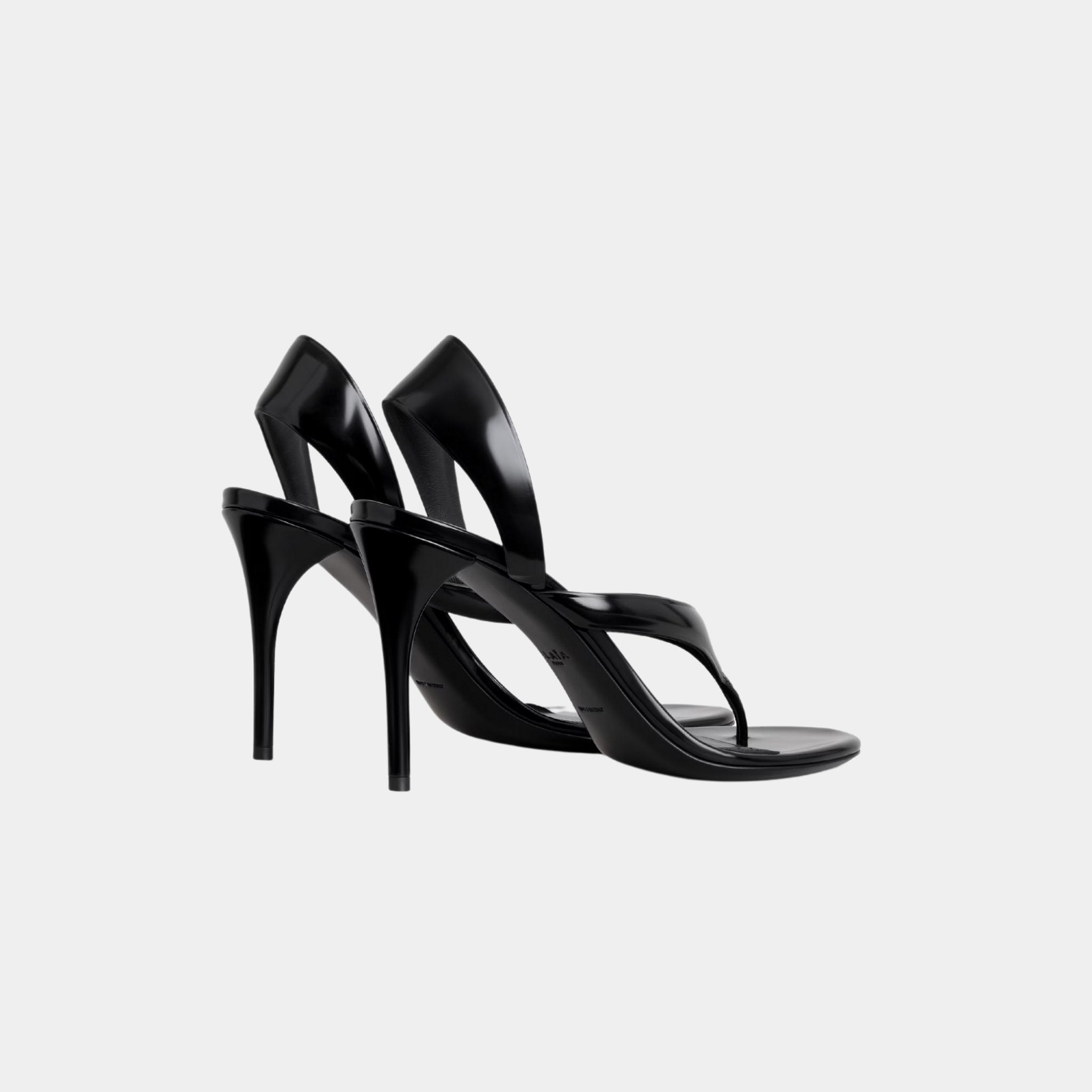 Alaia Infradito Calfskin Leather Sandals, Black, Back