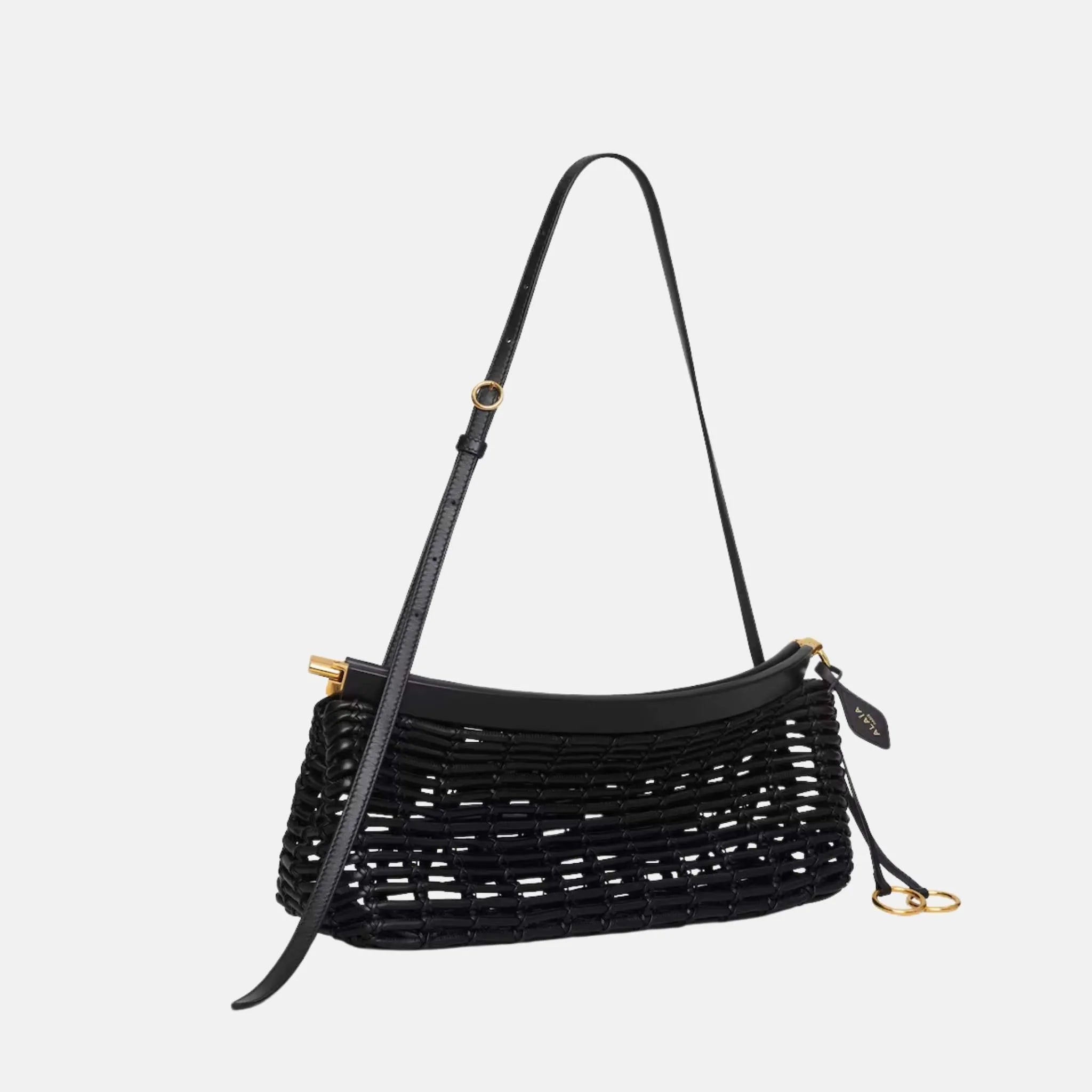 Alaia Le Click East West Medium Bag in Braided Leather, Side