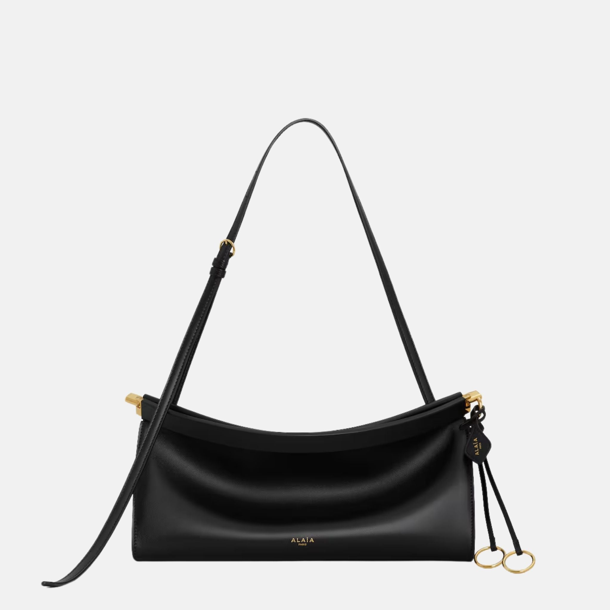 Alaia Le Click East West Medium Leather Bag, Black, Front