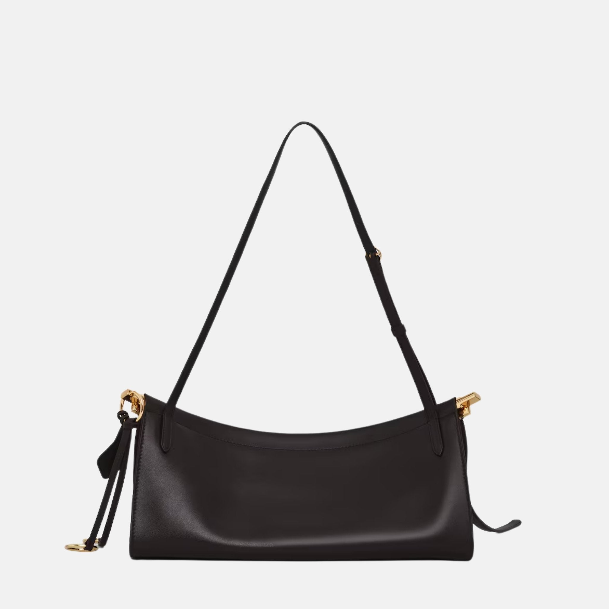 Alaia Le Click East West Medium Leather Bag, Dark Brown, Back