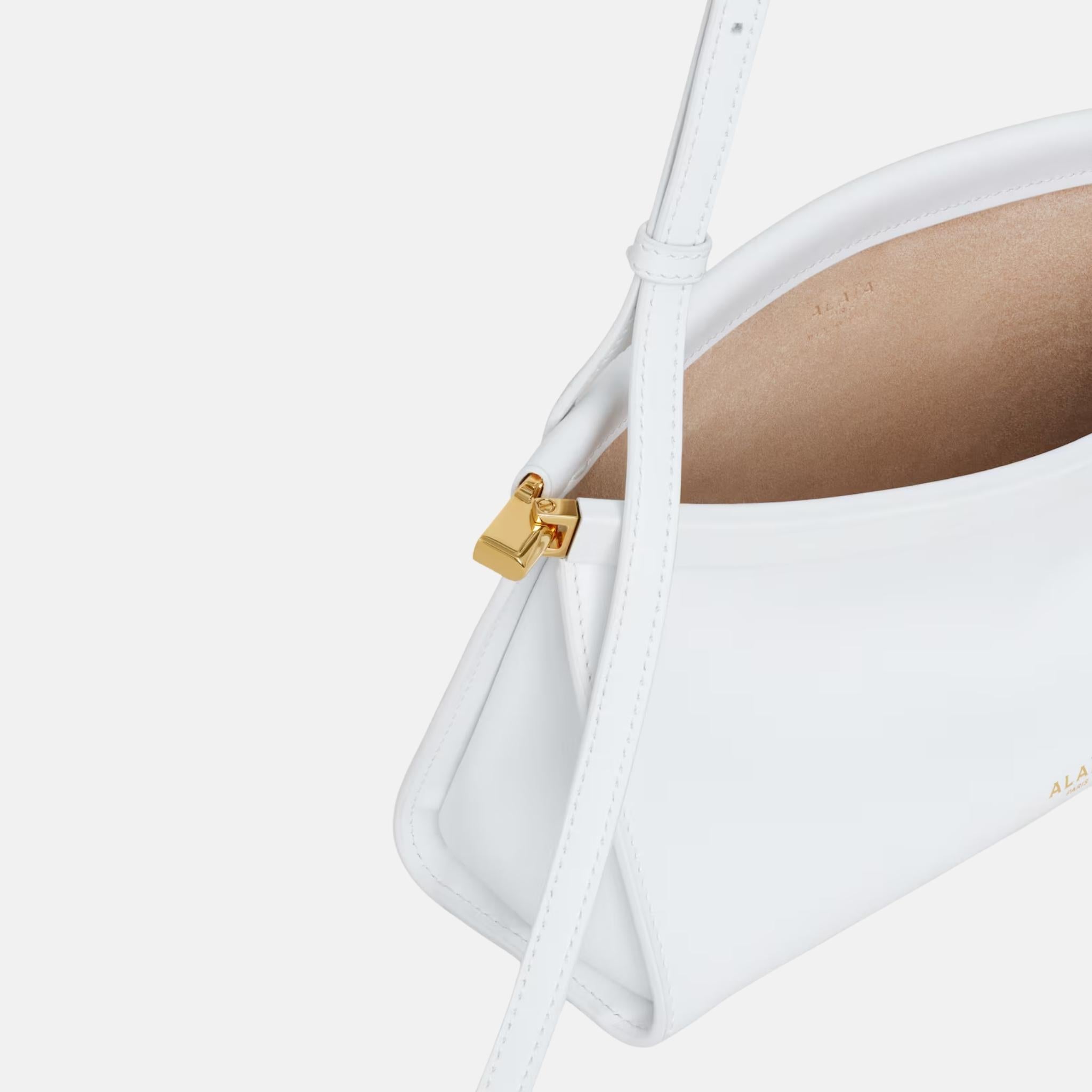 Alaia Le Click East West Small Leather Bag, White, Inside