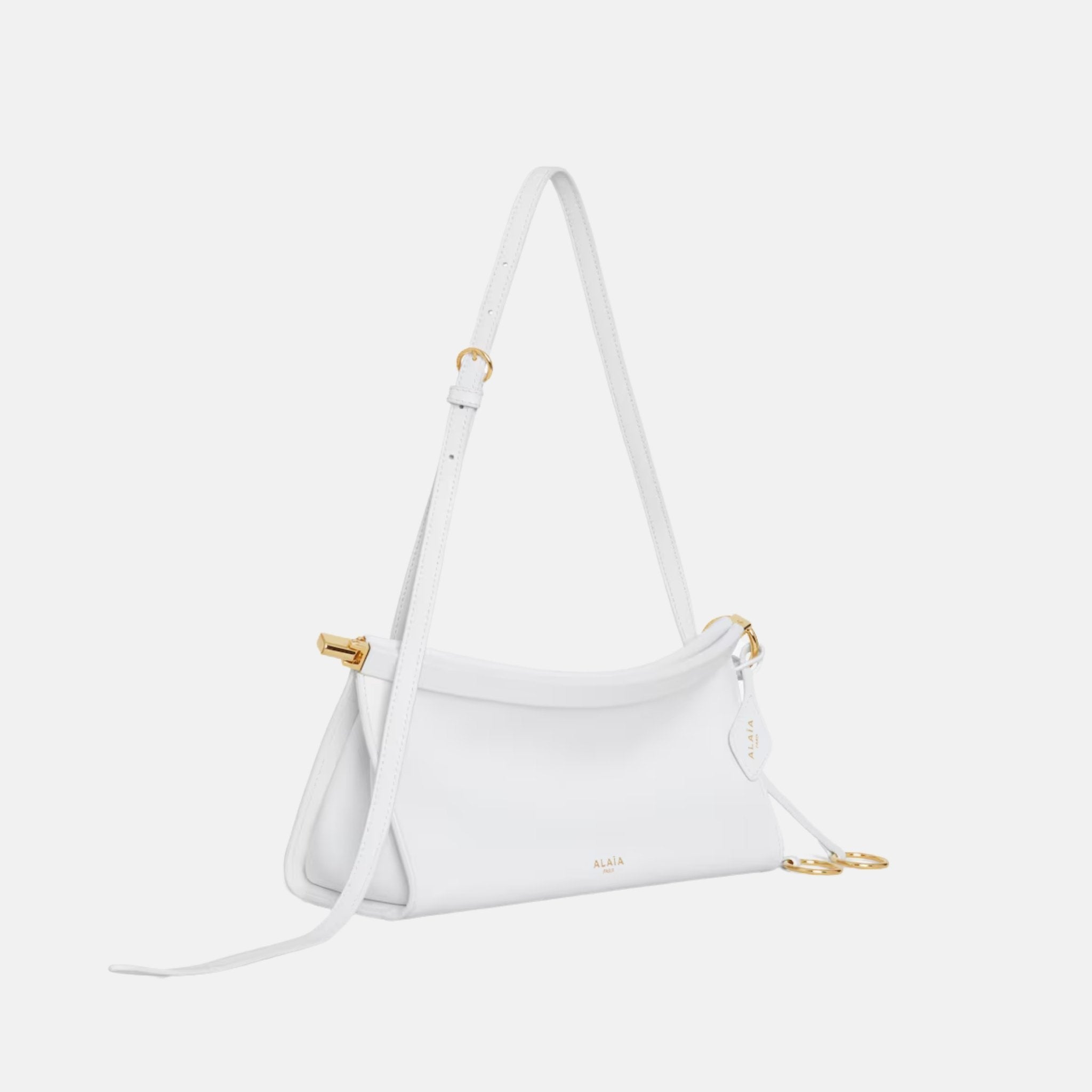 Alaia Le Click East West Small Leather Bag, White, Side
