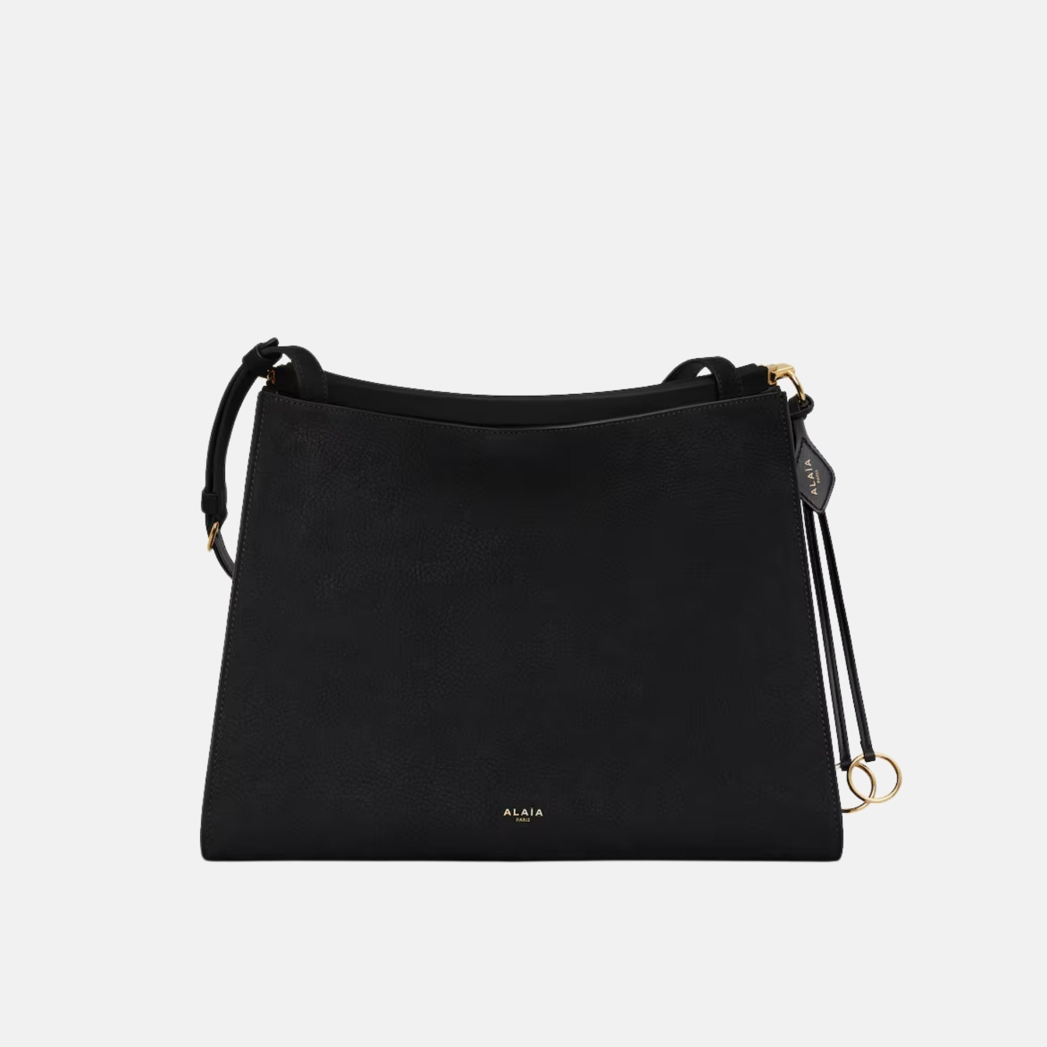 Alaia Le Click Medium Square Bag In Nubuck, Black, Front