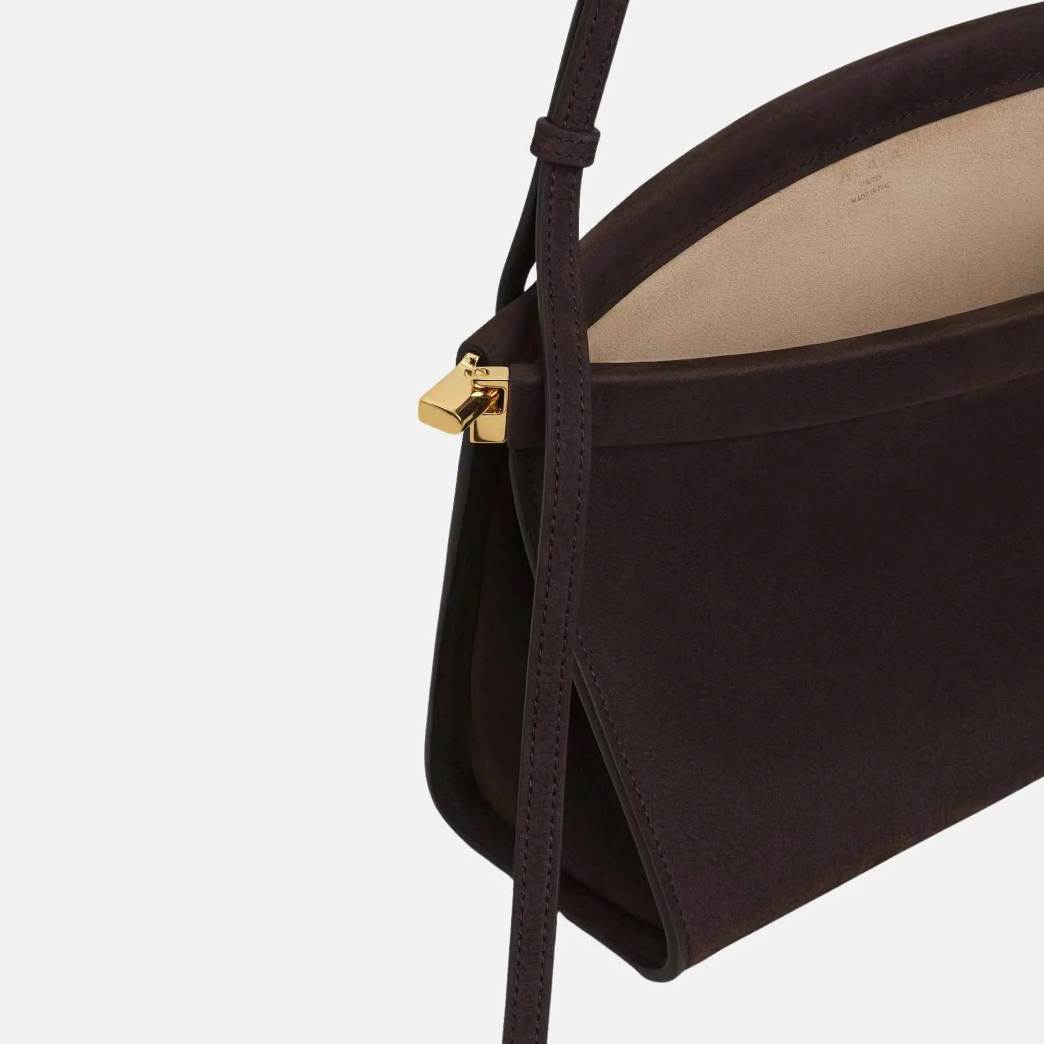 Alaia Le Teckel Clutch in Leopard Pony Leather, Dark Brown, Inside