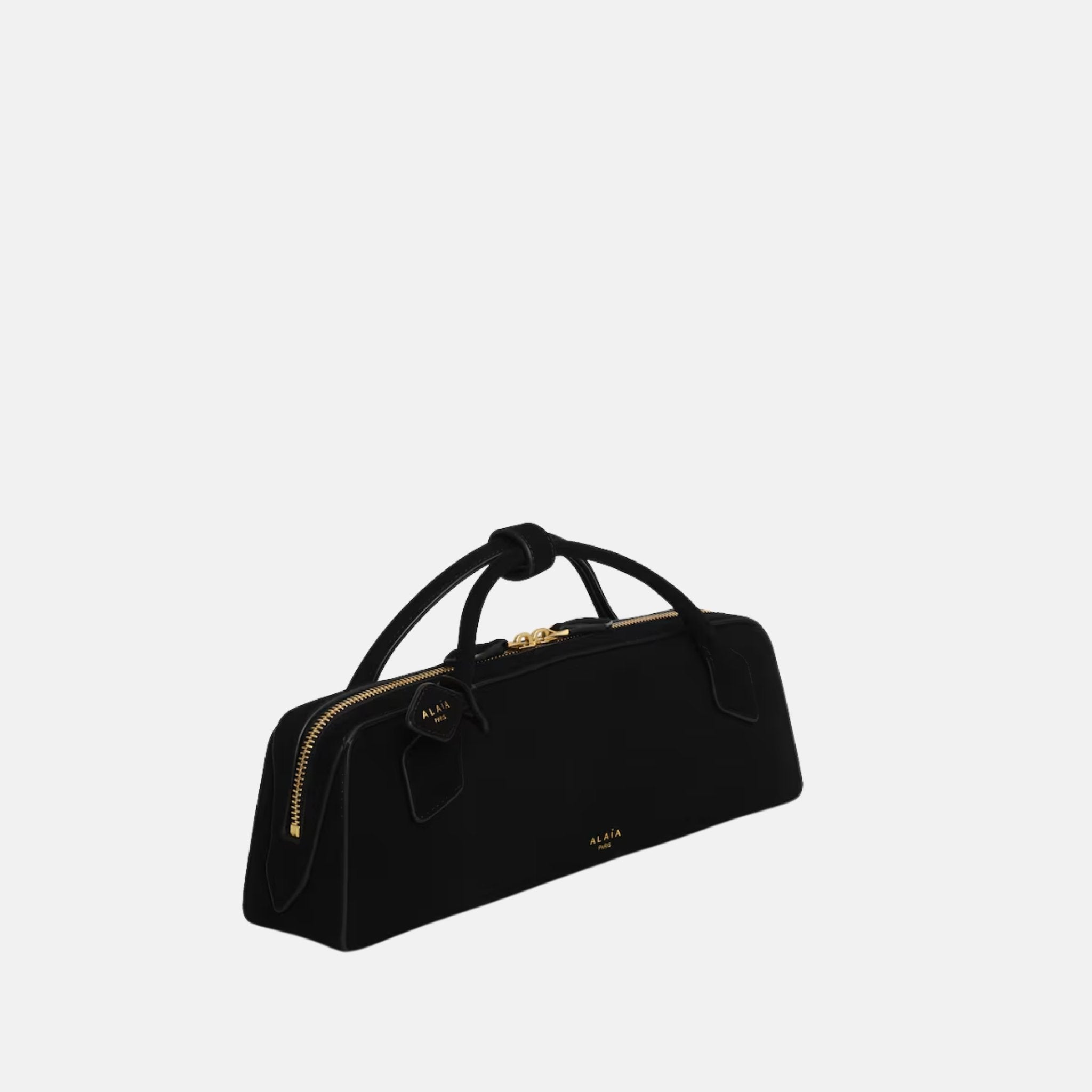 Alaia Le Teckel Clutch In Suede Goatskin, Black, Side