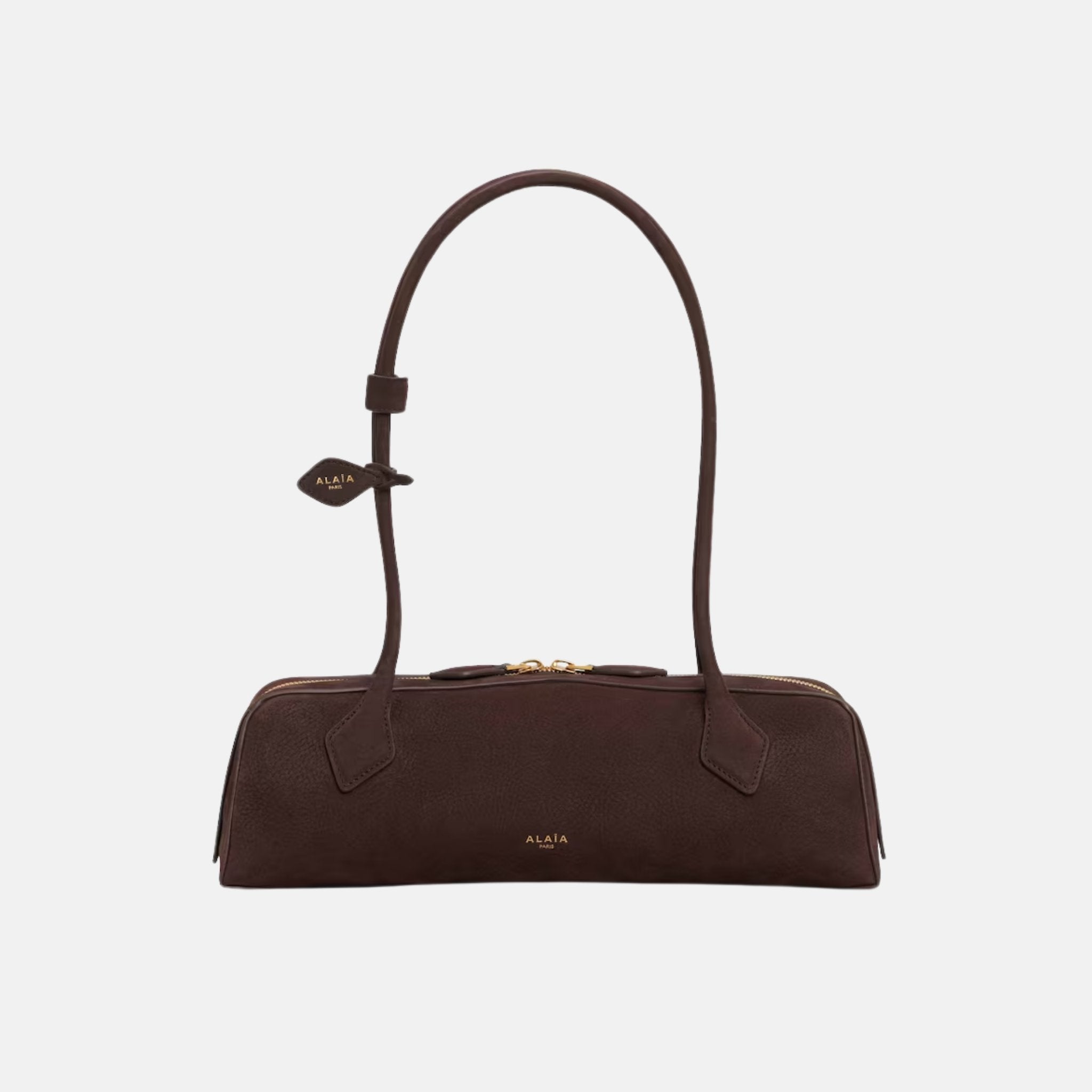 Alaia Le Teckel Medium Bag In Nubuck, Golden Brown, Front