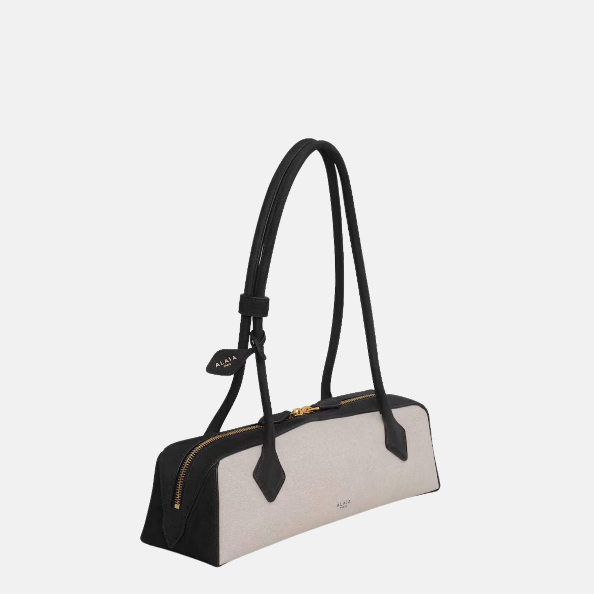 Alaia Le Teckel Medium Canvas and Nubuck Bag, Black, Side