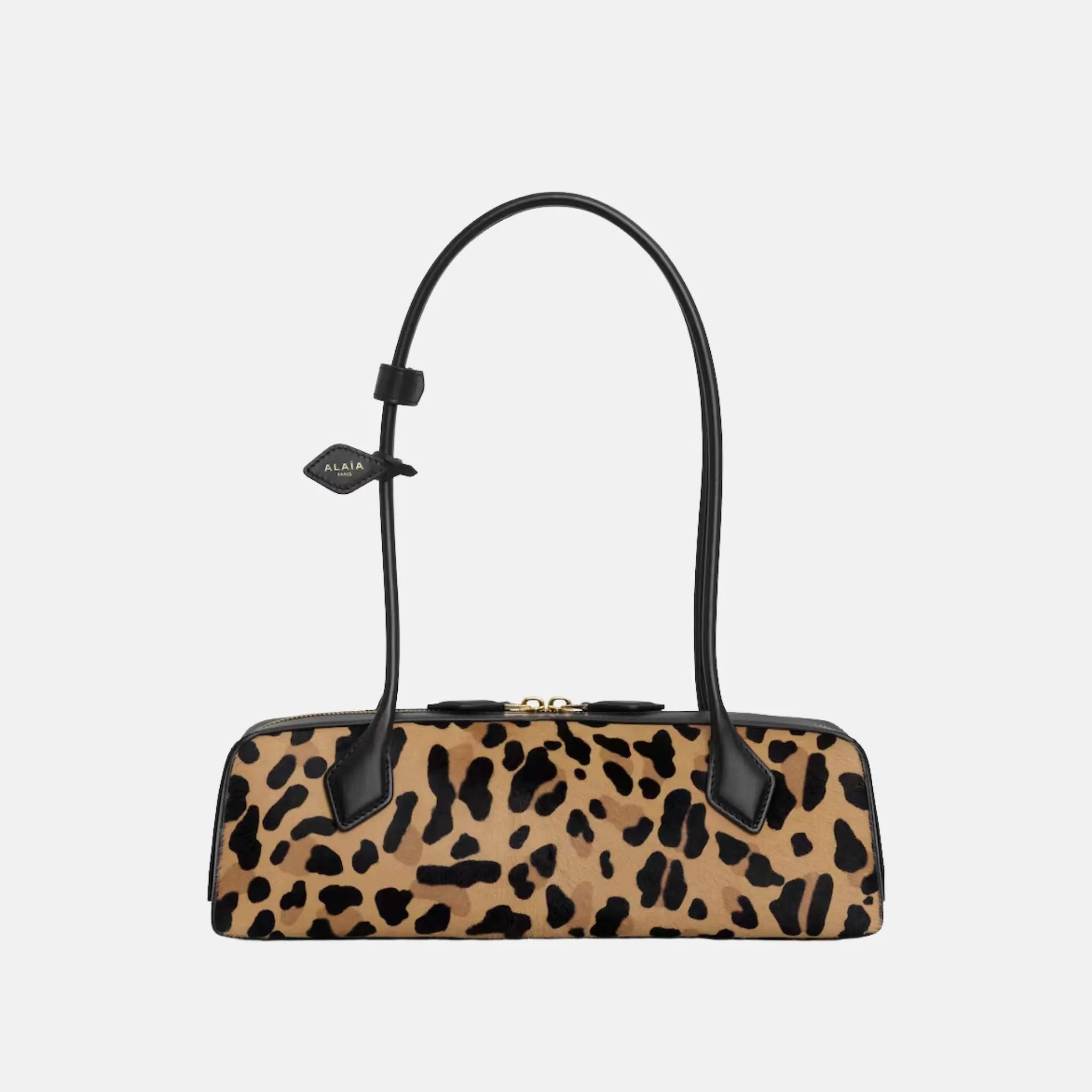 Alaia Le Teckel Medium Leopard Pony Leather Bag, Front