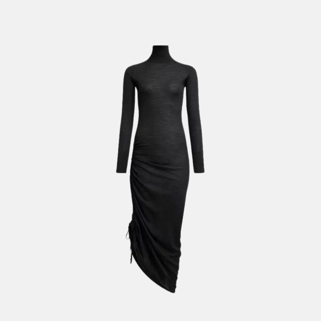 Alaia Long Sleeve Draped Knit Dress, Black