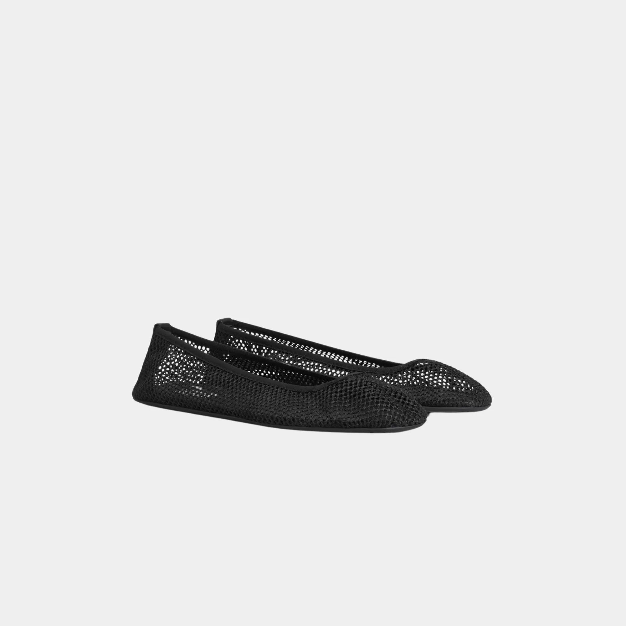 Alaia Low Vamp Ballet Flats in Fishnet, Black, Front
