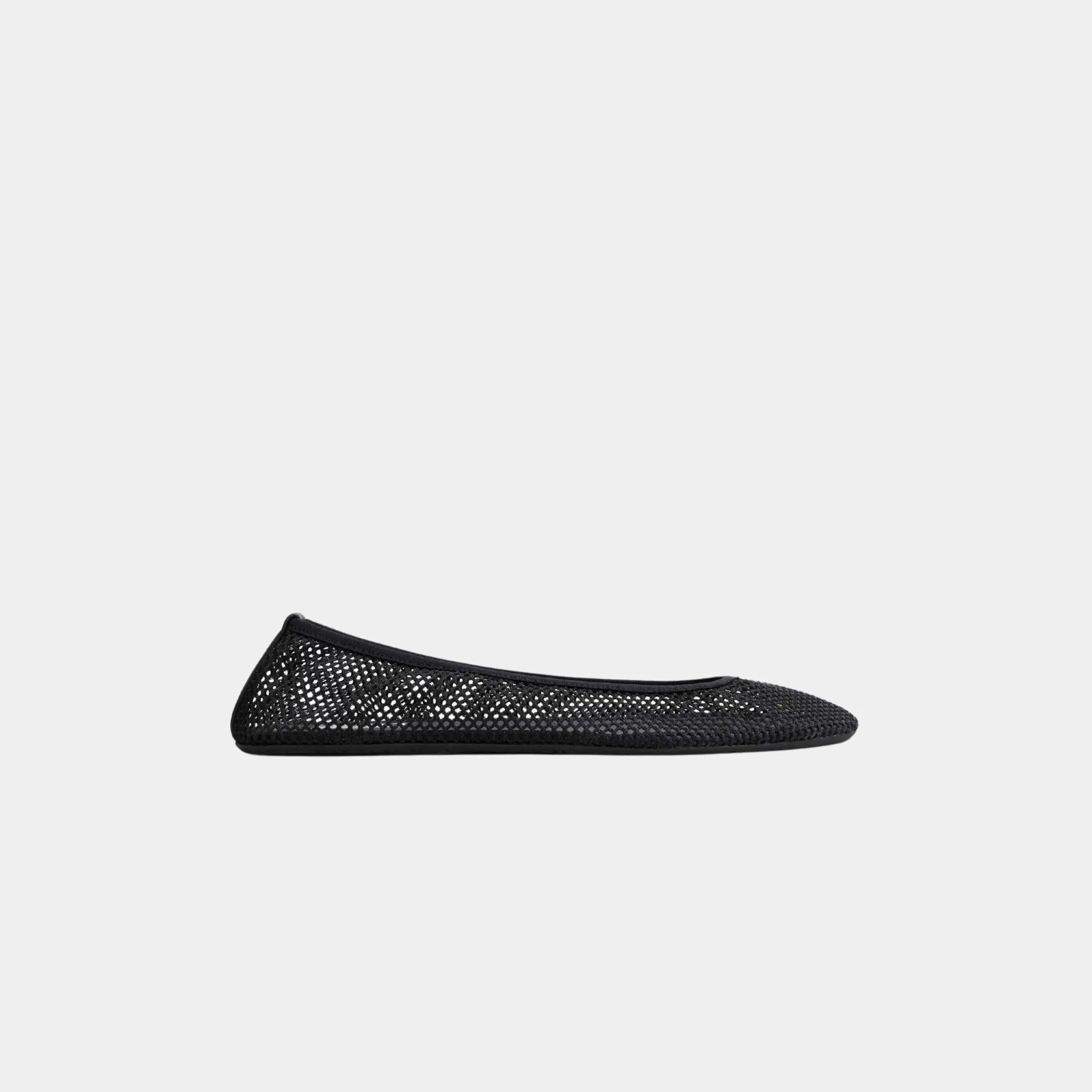 Alaia Low Vamp Ballet Flats in Fishnet, Black, Side