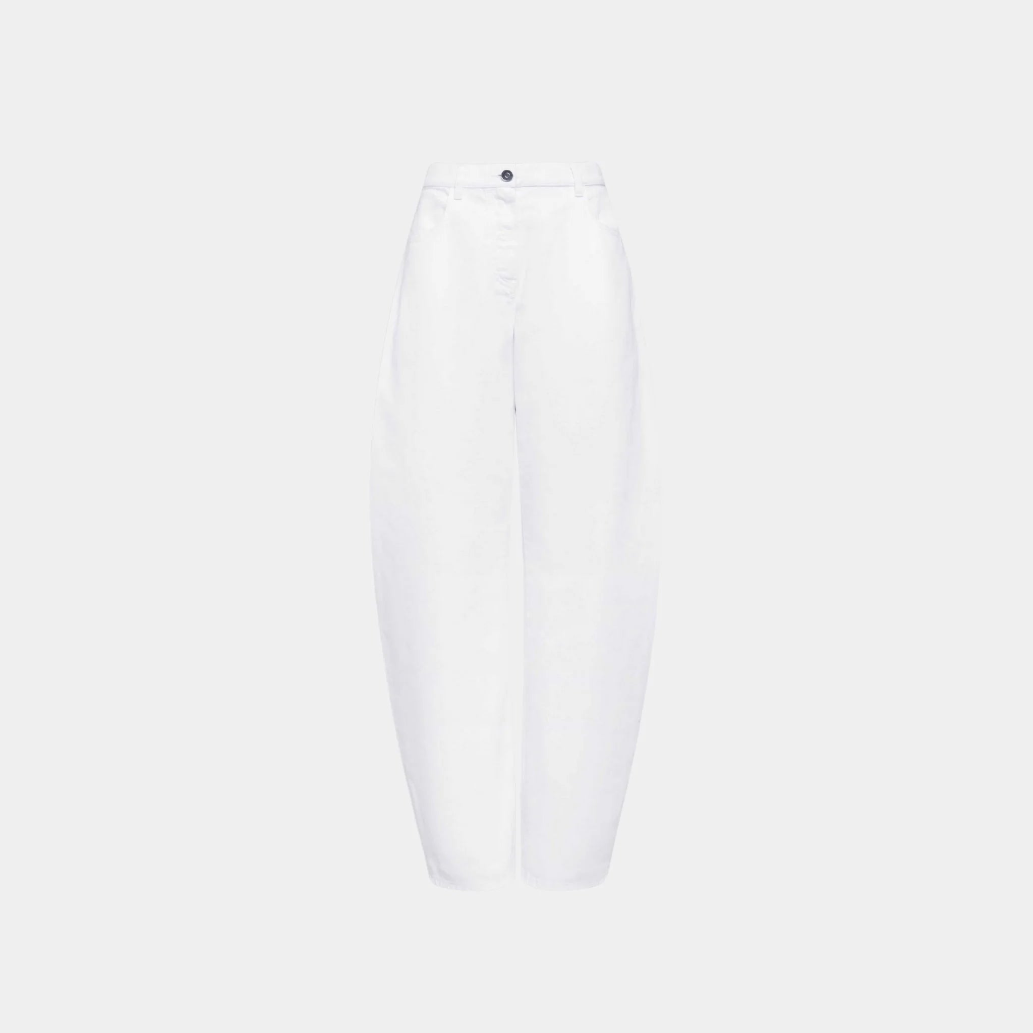 Alaia Low Waist Round Jeans in White Denim, Front