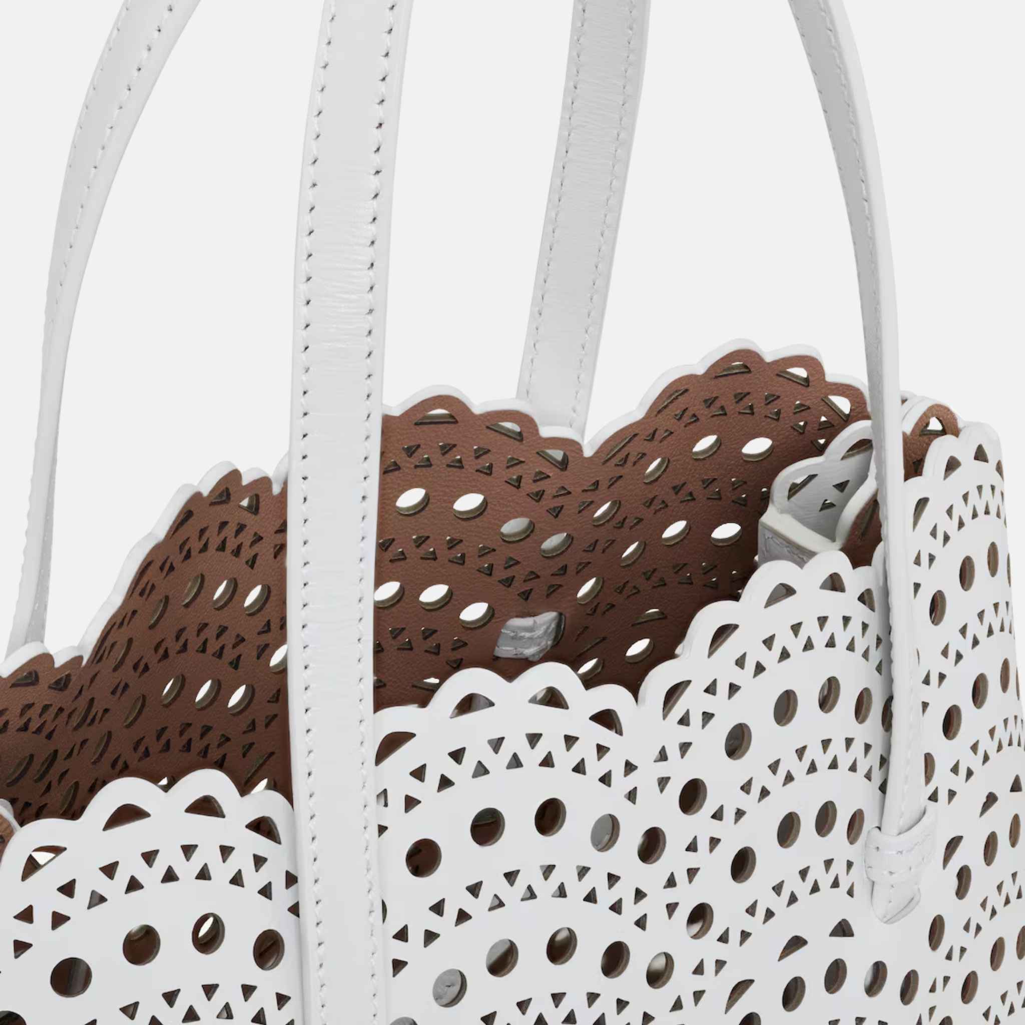 Alaia Mina 25 Bag In Vienne Wave Calfskin, White, Inside