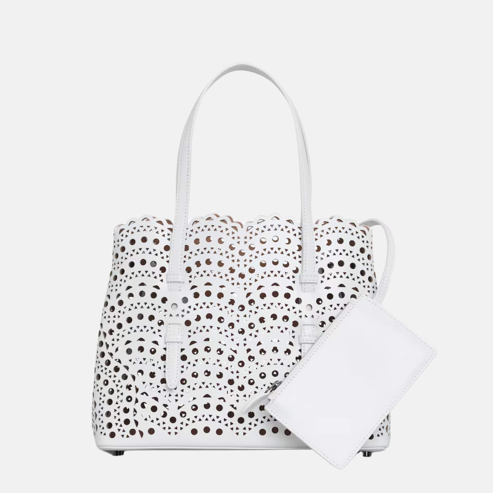 Alaia Mina 25 Bag In Vienne Wave Calfskin, White, Side