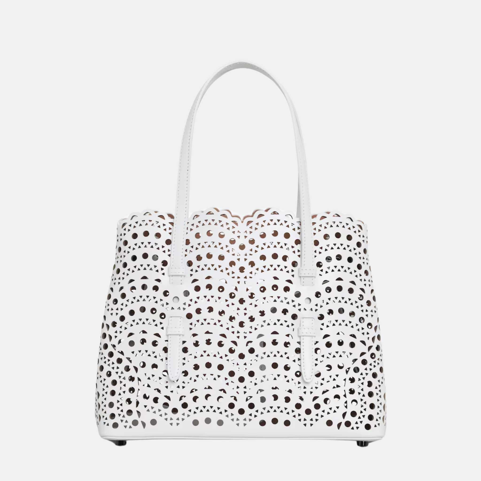 Alaia Mina 25 Bag In Vienne Wave Calfskin, White