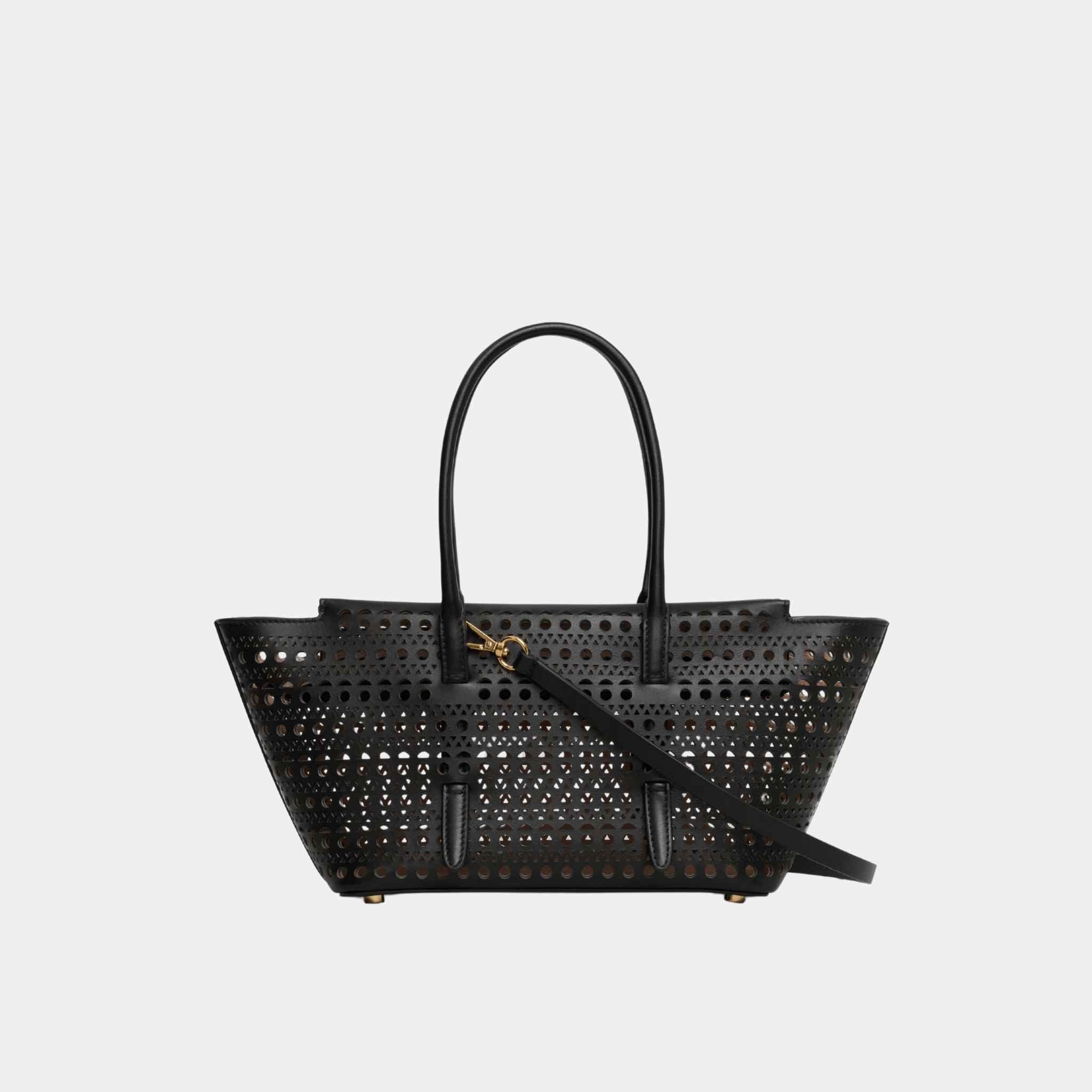 Alaia Neo Mina 20 Bag In Vienne Calfskin, Black, Front