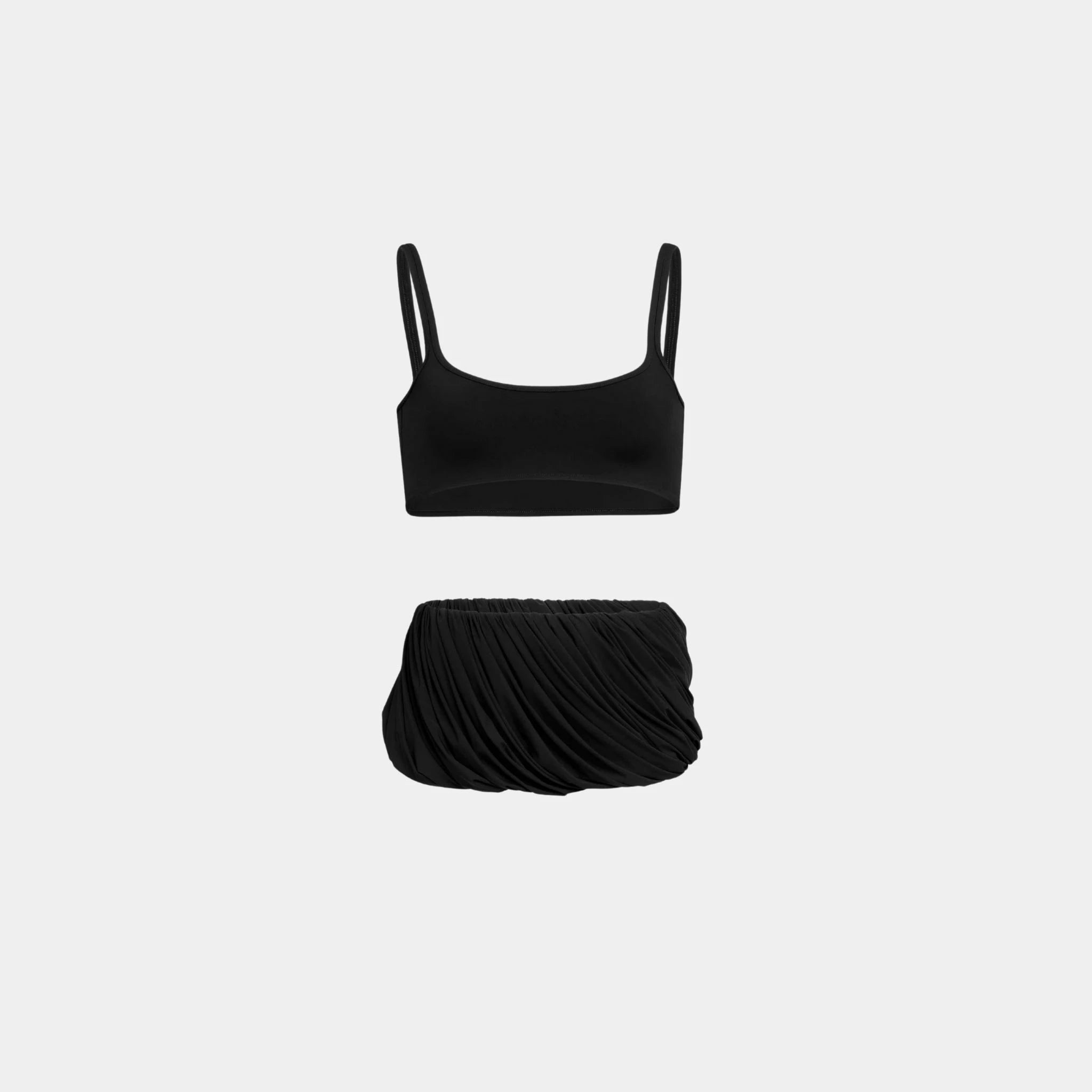 Alaia Sculpting Jersey Twisted Bikini Set, Black, Front