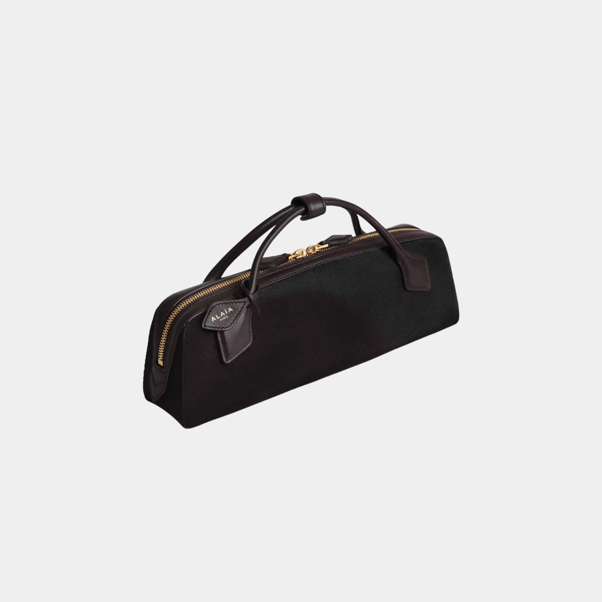 Alaia The Pony Leather Dachshund Clutch, Chocolate, Side