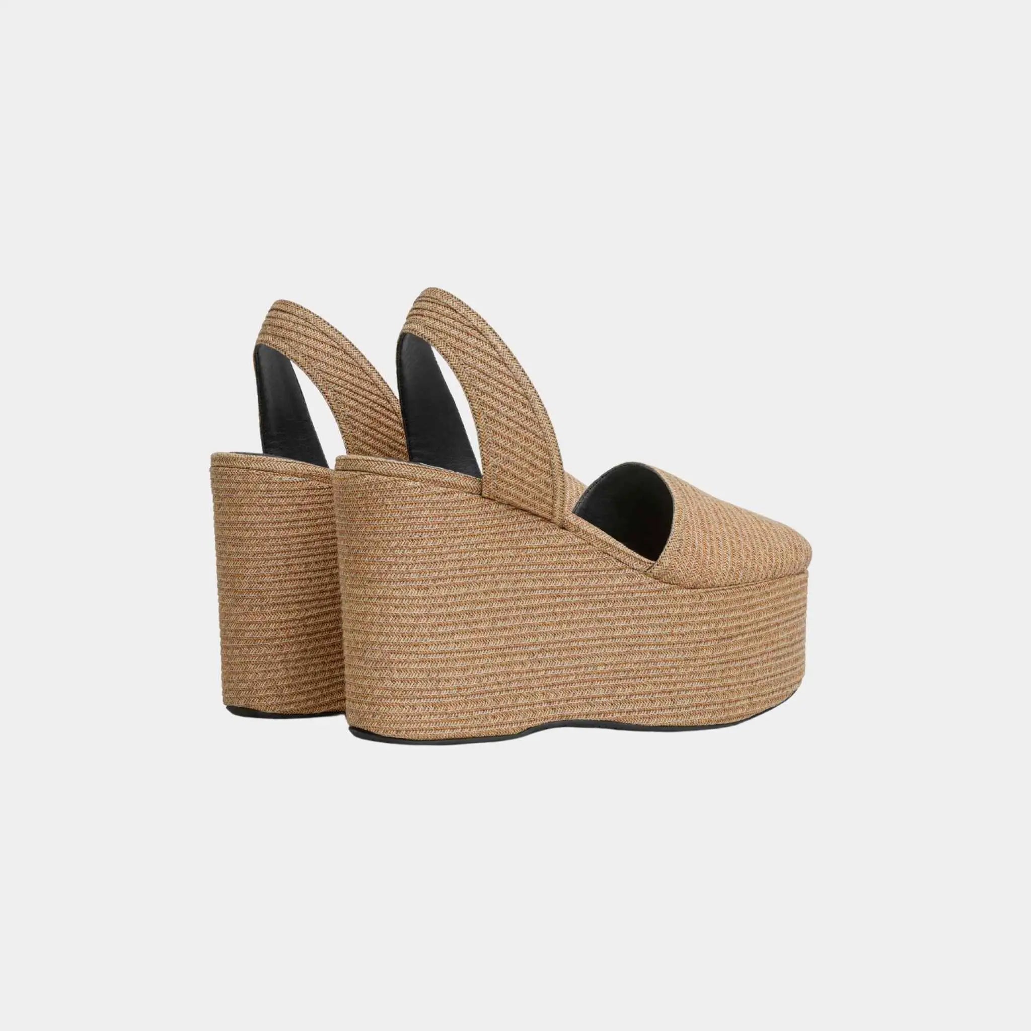 Alaia Wedge Sandals in Paper Straw, Naturel, Back