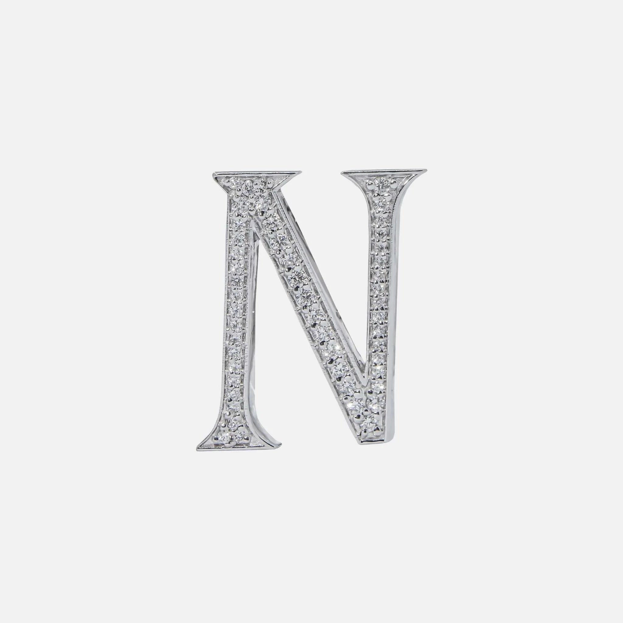 Ashna Mehta Alphabets Bag Bijoux with Natural Diamonds in White Gold, N