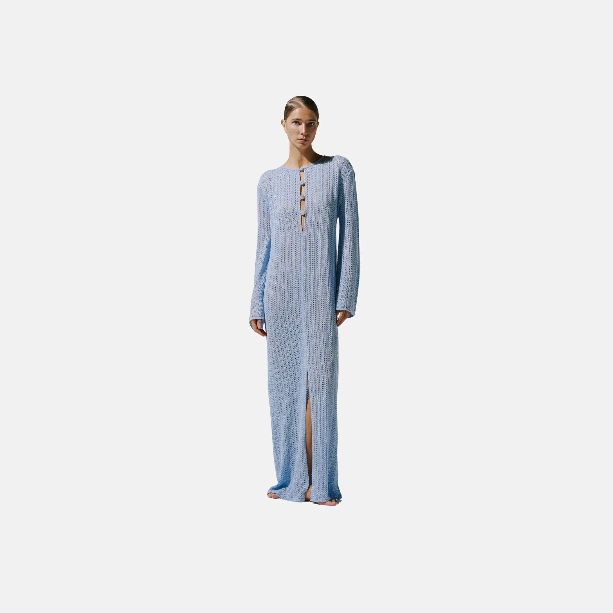 Baobab Mamu Maxi Dress, Baby Blue, Model, Front