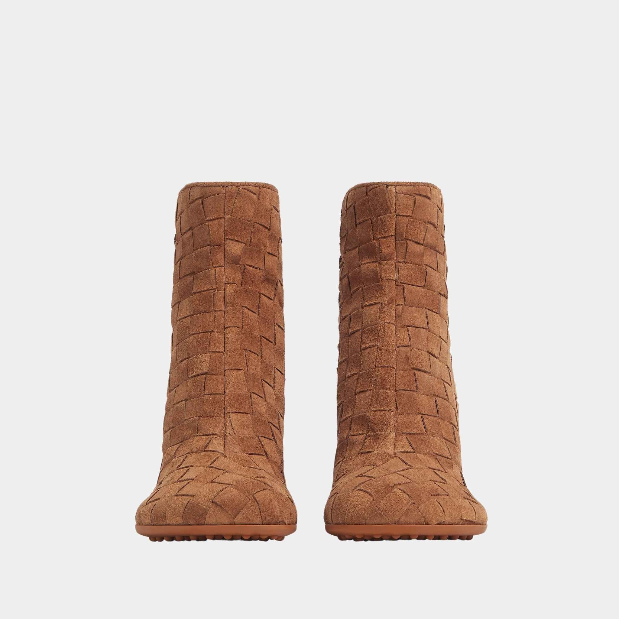 Bottega Veneta Atomic Ankle Boot Suede Intrecciato Craftmanship, Front