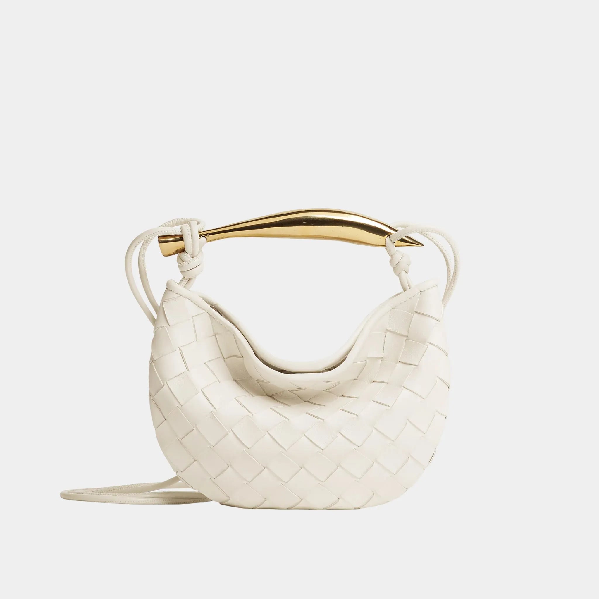 Bottega Veneta Baby Sardine Intrecciato Leather, Chalk