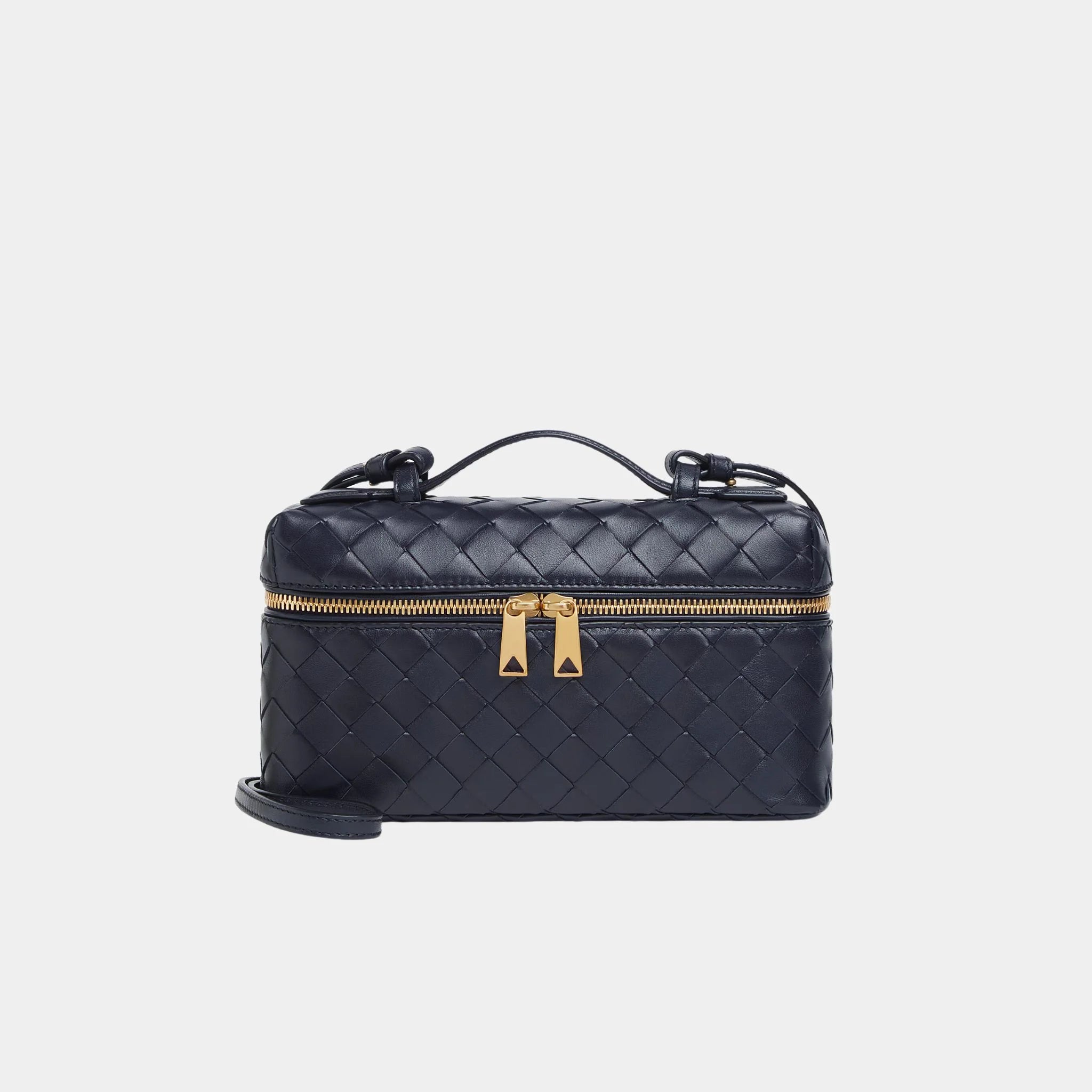Bottega Veneta Bang Bang Vanity Case Intrecciato Leather, Nocturnal, Front