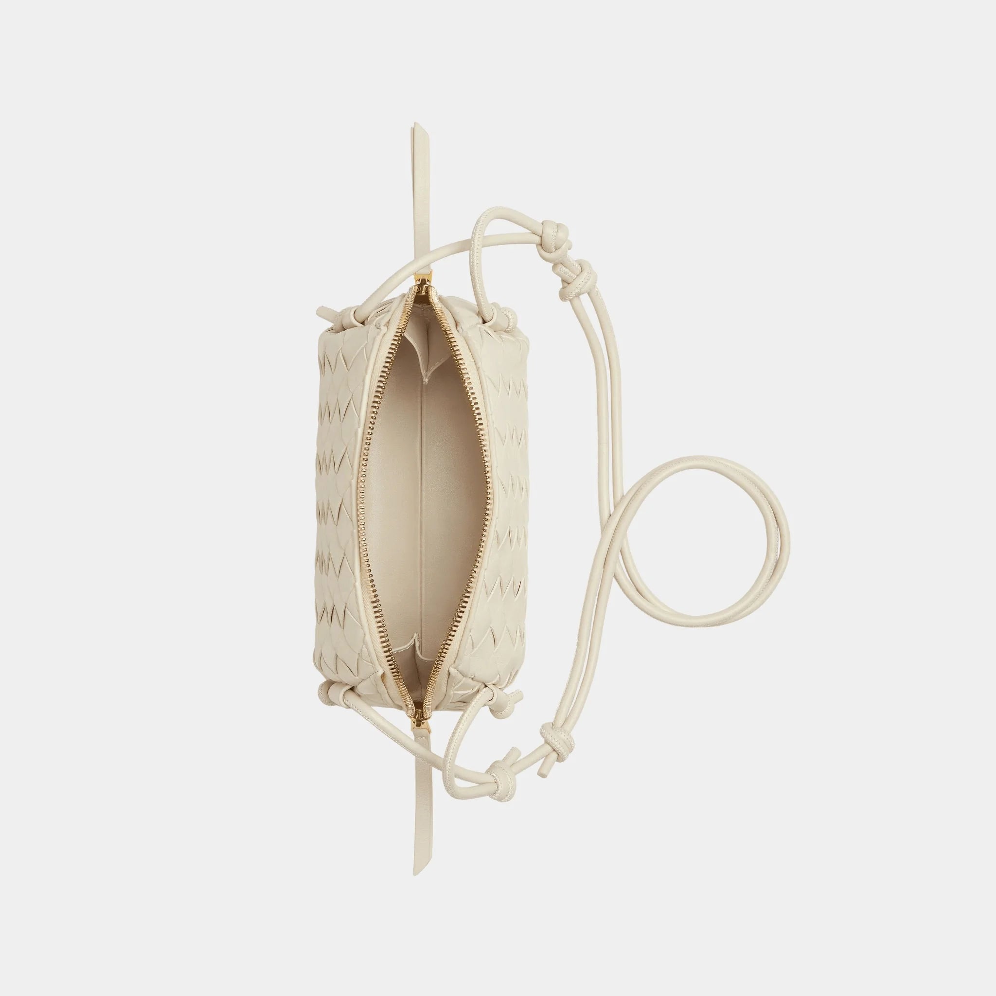 Bottega Veneta Concert Intrecciato Nappa Leather Pouch, Sea Salt, Top